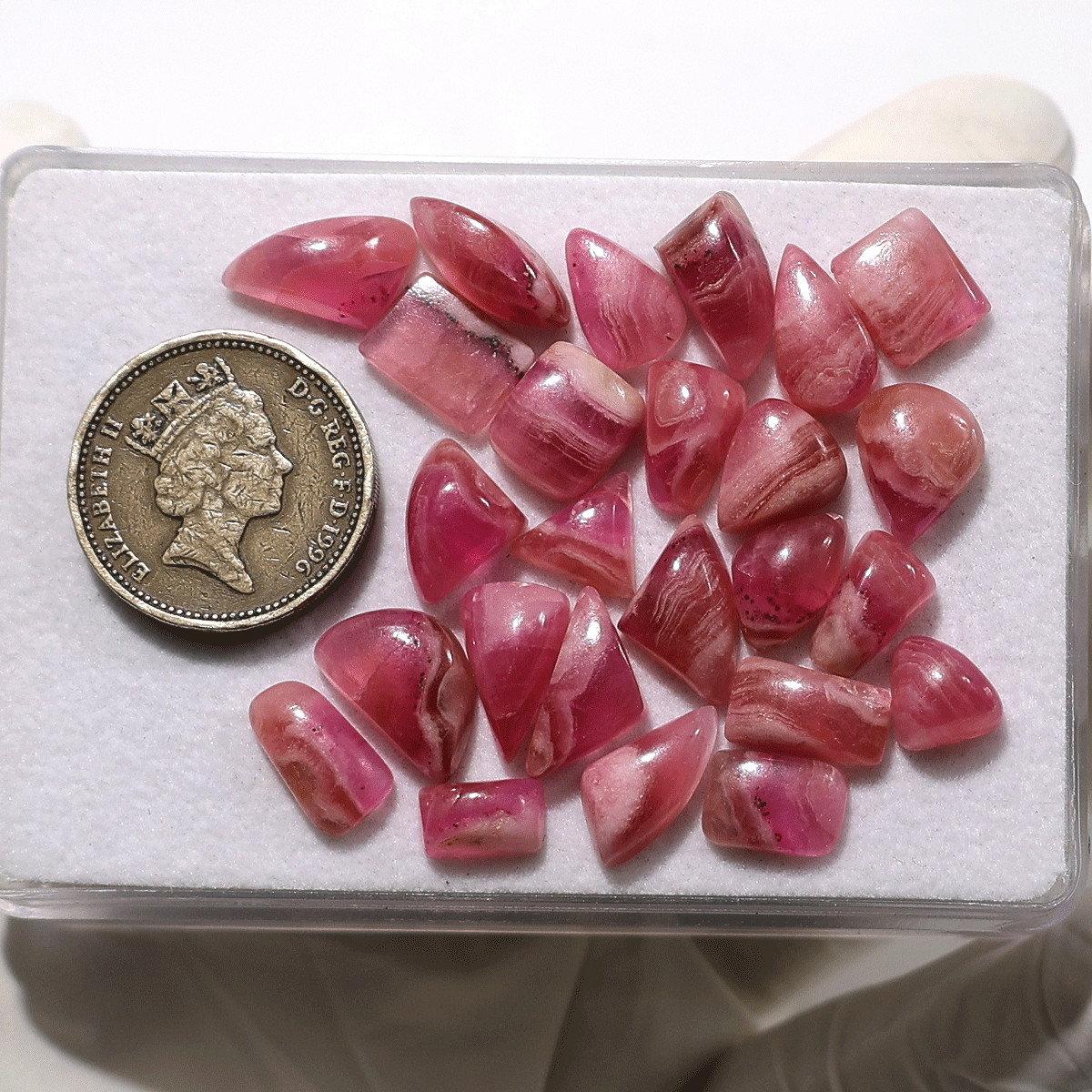 25 PC Blush Wave Cobalt Calcite Cabochons – 8mm-14.7mm – Organic Banding Parcel