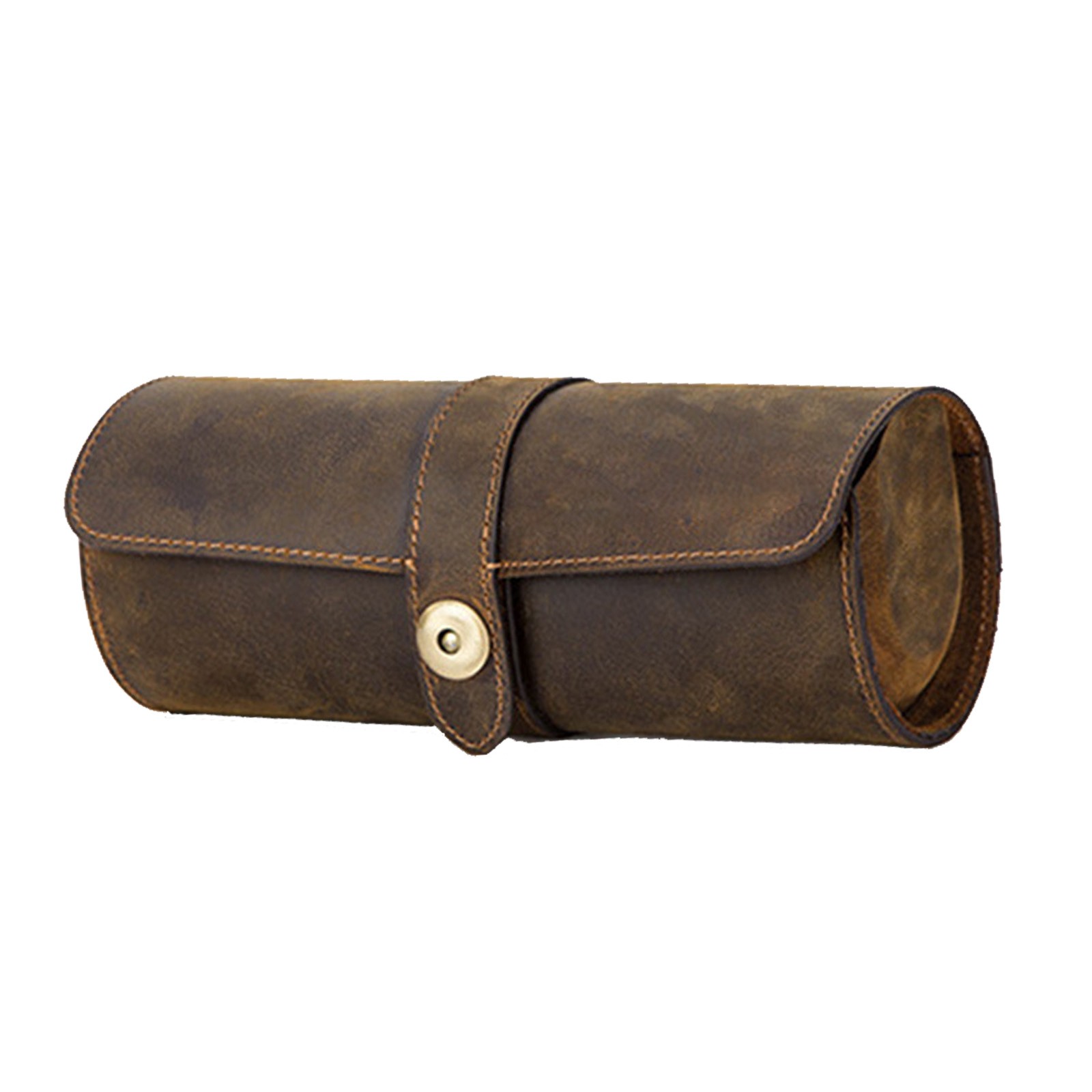 Genuine Leather Watch Roll Travel Box 3 Slot Wrist Watches Display Storage Case