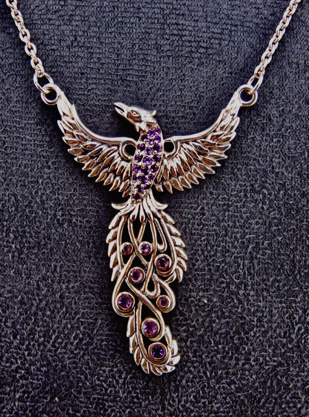 Peter Stone Sterling Phoenix Necklace Pendant “Honor Thy Flying Phoenix” 925