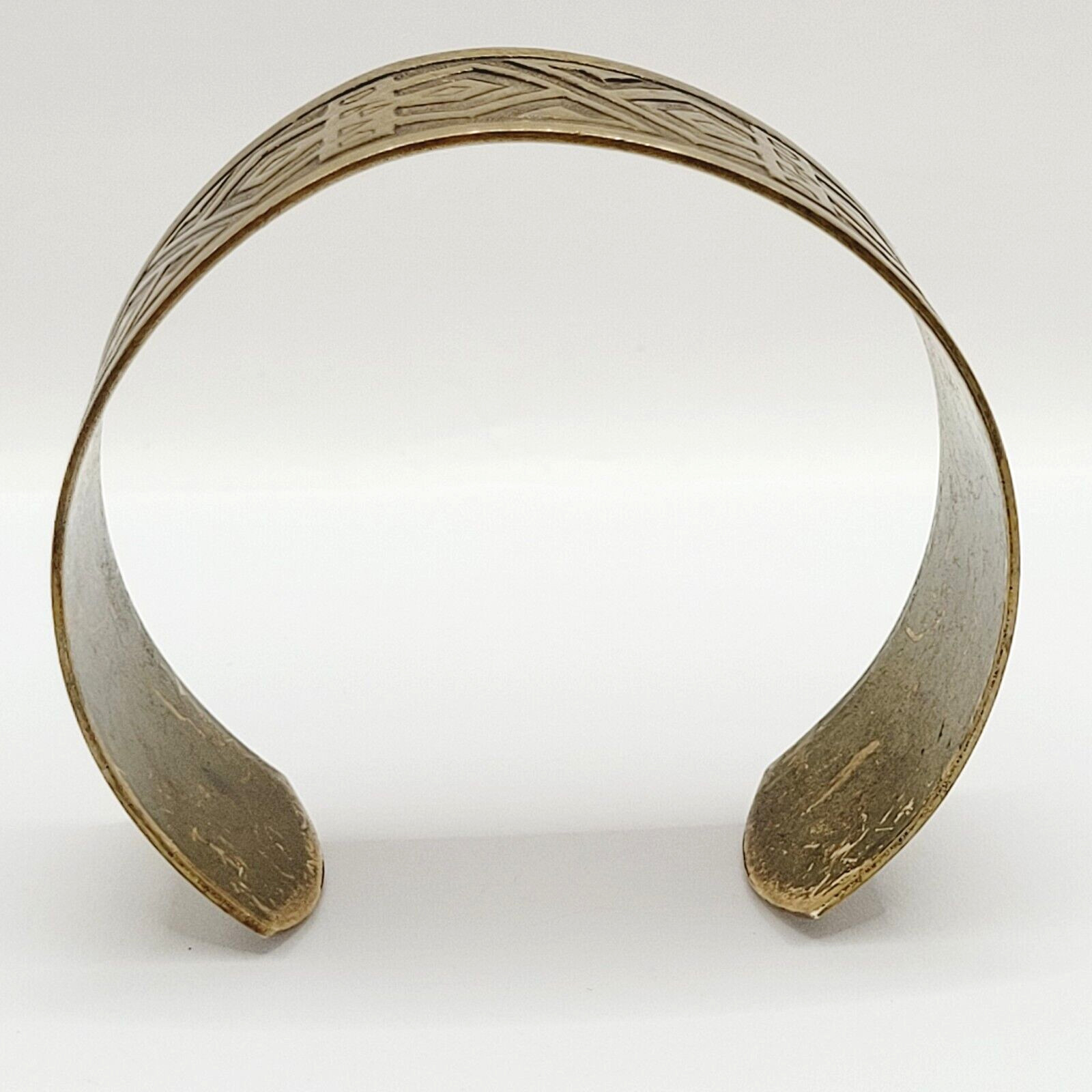 Southwestern Native Tribal Pattern Copper Vintage Cuff Bracelet with Brass Color