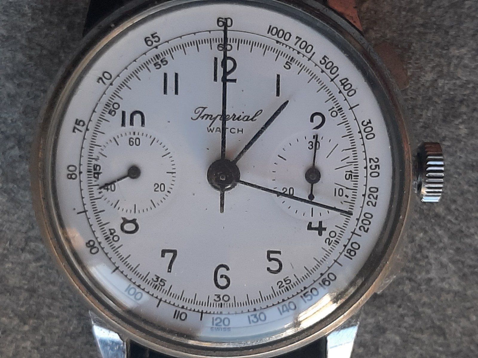 RARE IMPERIAL WATCH MANUAL CHRONOGRAPH 1950s Cal. LANDERON 52 Column Wheel