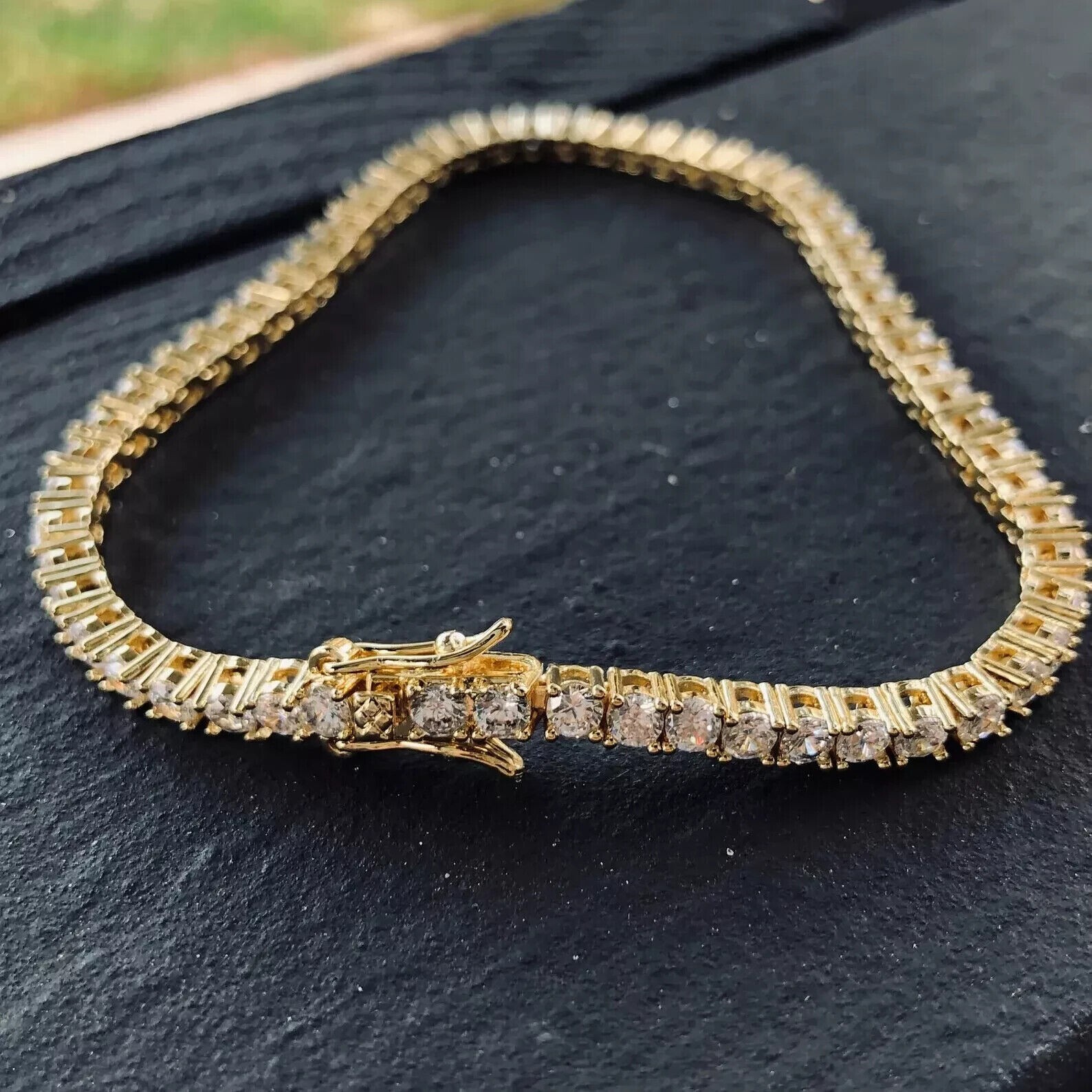 Round Cut 5.59CT Lab Grown Diamond Unisex Gift Tennis Bracelet 10k Yellow Gold