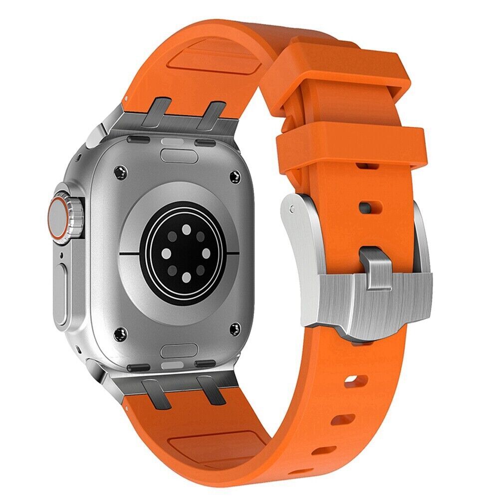 Liquid Silicone Band for Apple Watch 9 8 7 6 5 SE Ultra 2 44/45/49mm Sport Strap