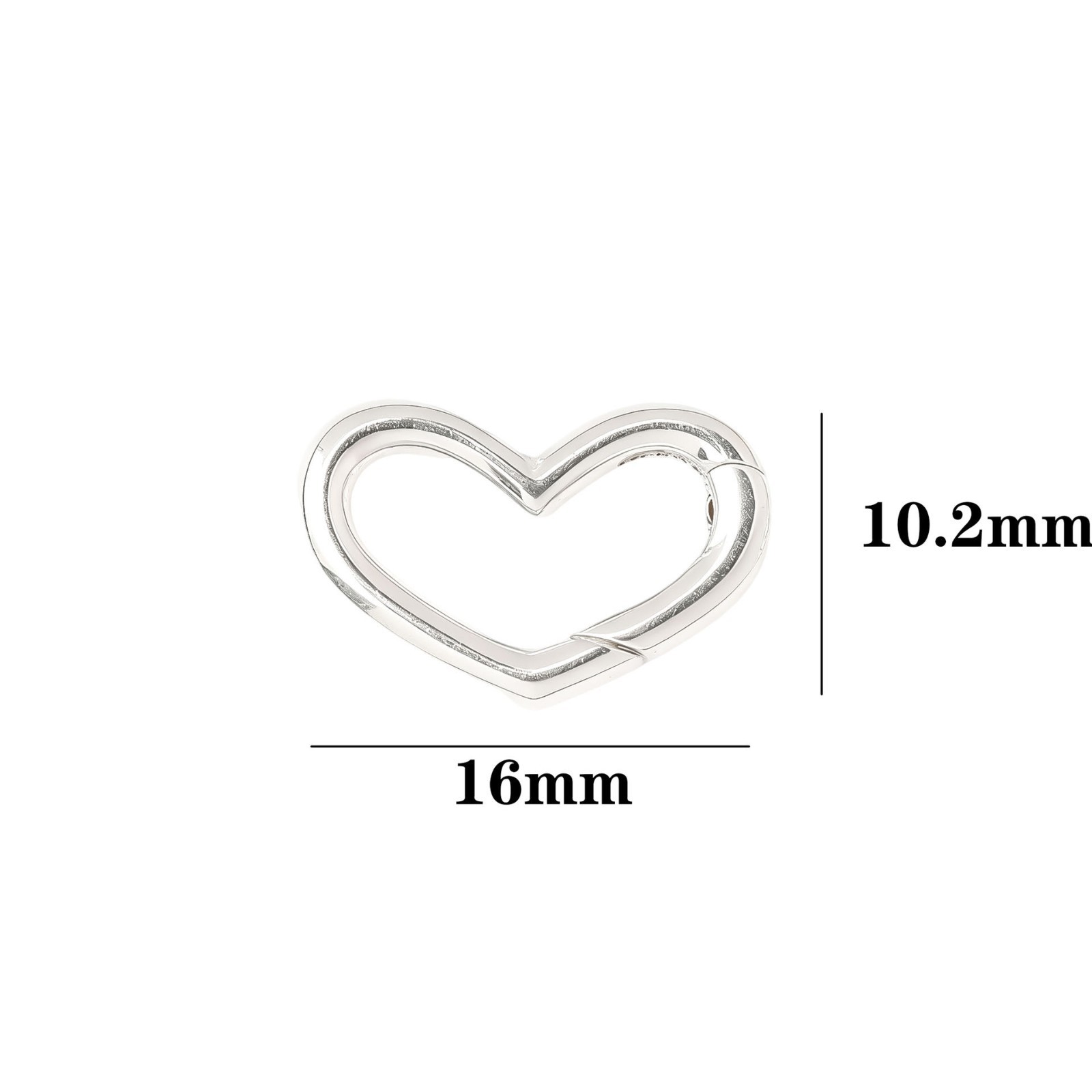 925 Sterling Silver Heart Spring Ring O Ring Clasp Carabiner Connector 16×10 mm