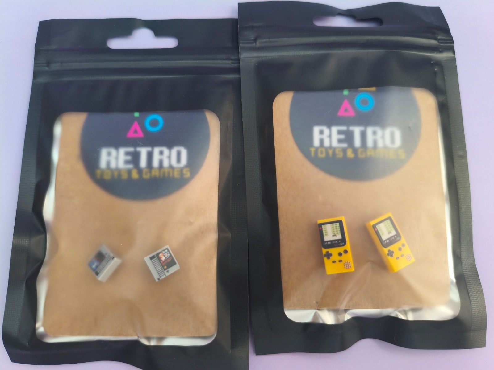 Custom Video Game Style Stud Earrings – Yellow Gameboy & NES Cart Design Bundle