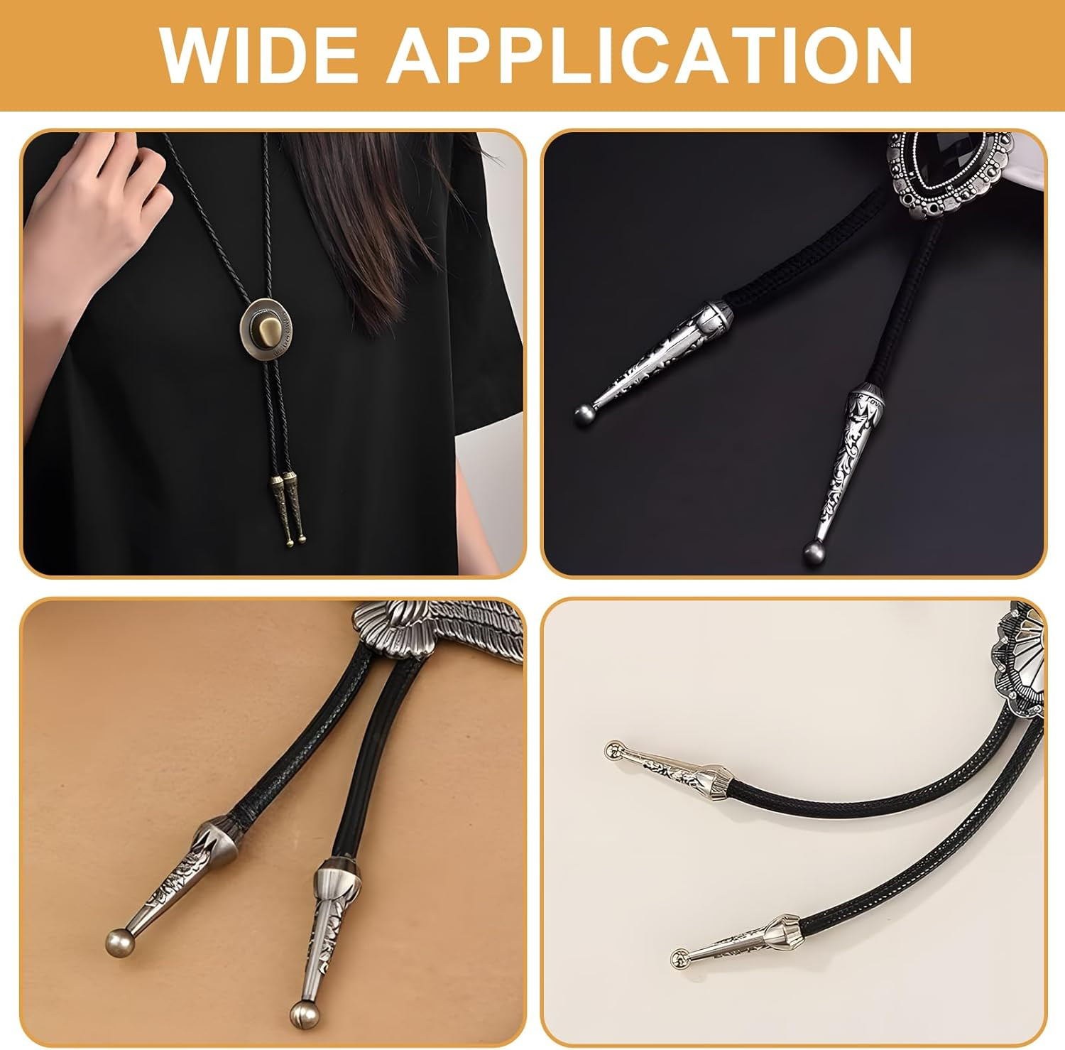 Bolo Tie Findings Kit – 36 Pieces with Silver & Bronze Tips and Slides