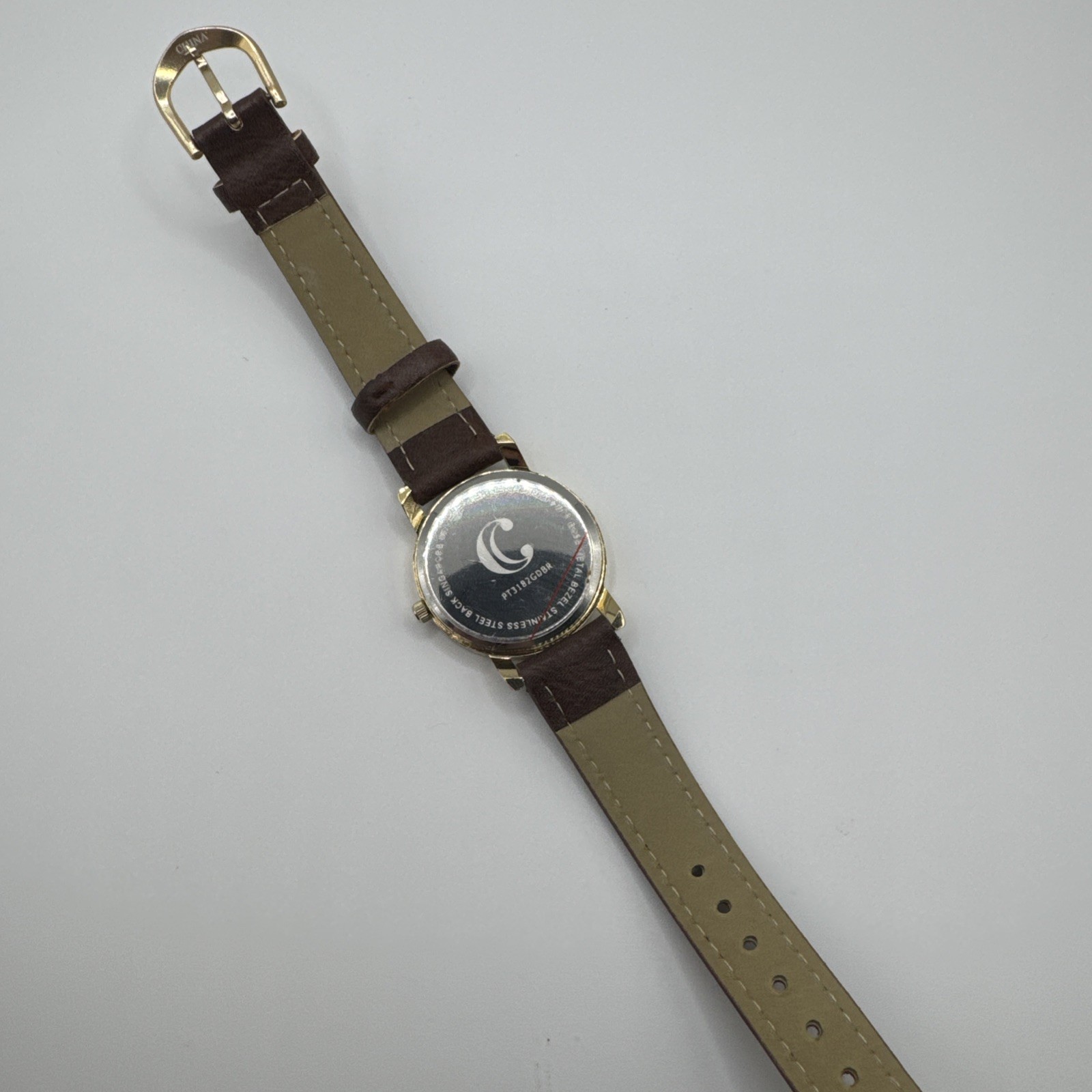 Charming Charlie Ladies World Map Quartz Watch 30mm Round Gold Tone Brown Faux