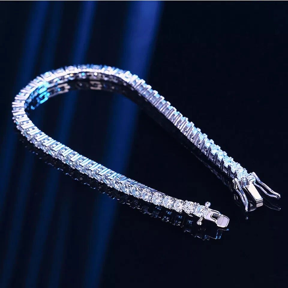 Women’s Tennis Bracelet For Daughter Gift Round Natural Diamond 14k White Gold