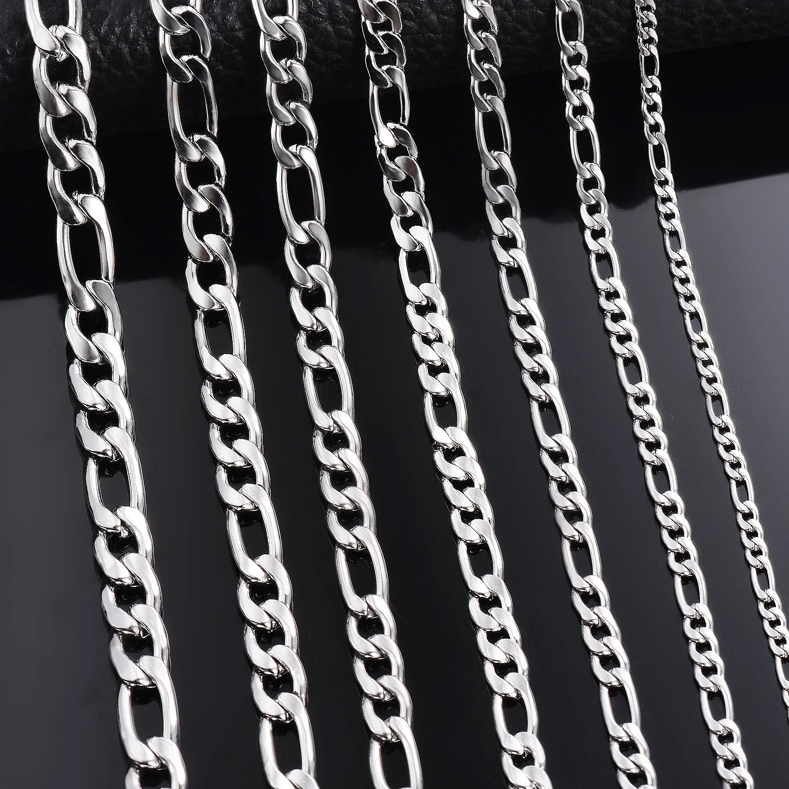 925 Sterling Silver Figaro Chain Necklace 2-12mm Unisex 40-75cm
