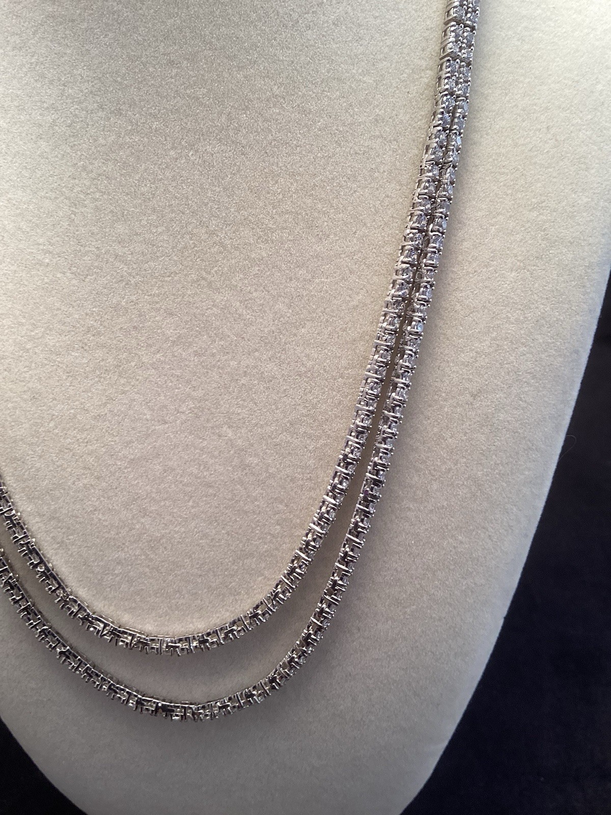Fuzion Creations FZN Sterling White Quartz Tennis Double Strand 5mm Necklace 18”