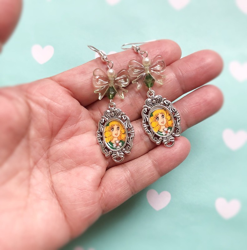 Candy Candy Green Dress earrings Manga 90s TV serie Retro Girl Anime Japanese ()
