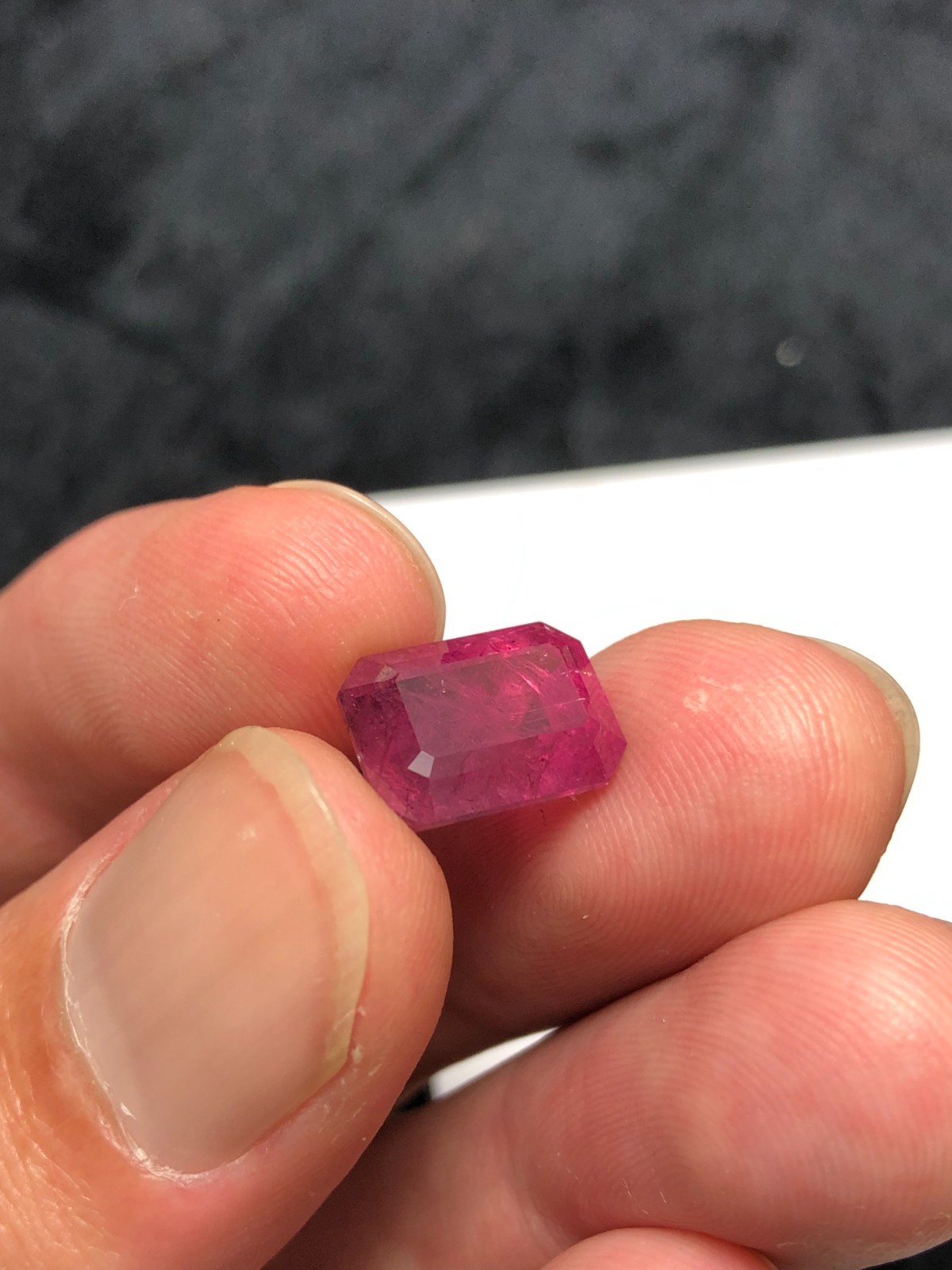 Natural Purplish Pink Tourmaline, Emerald Cut, Hand Faceted