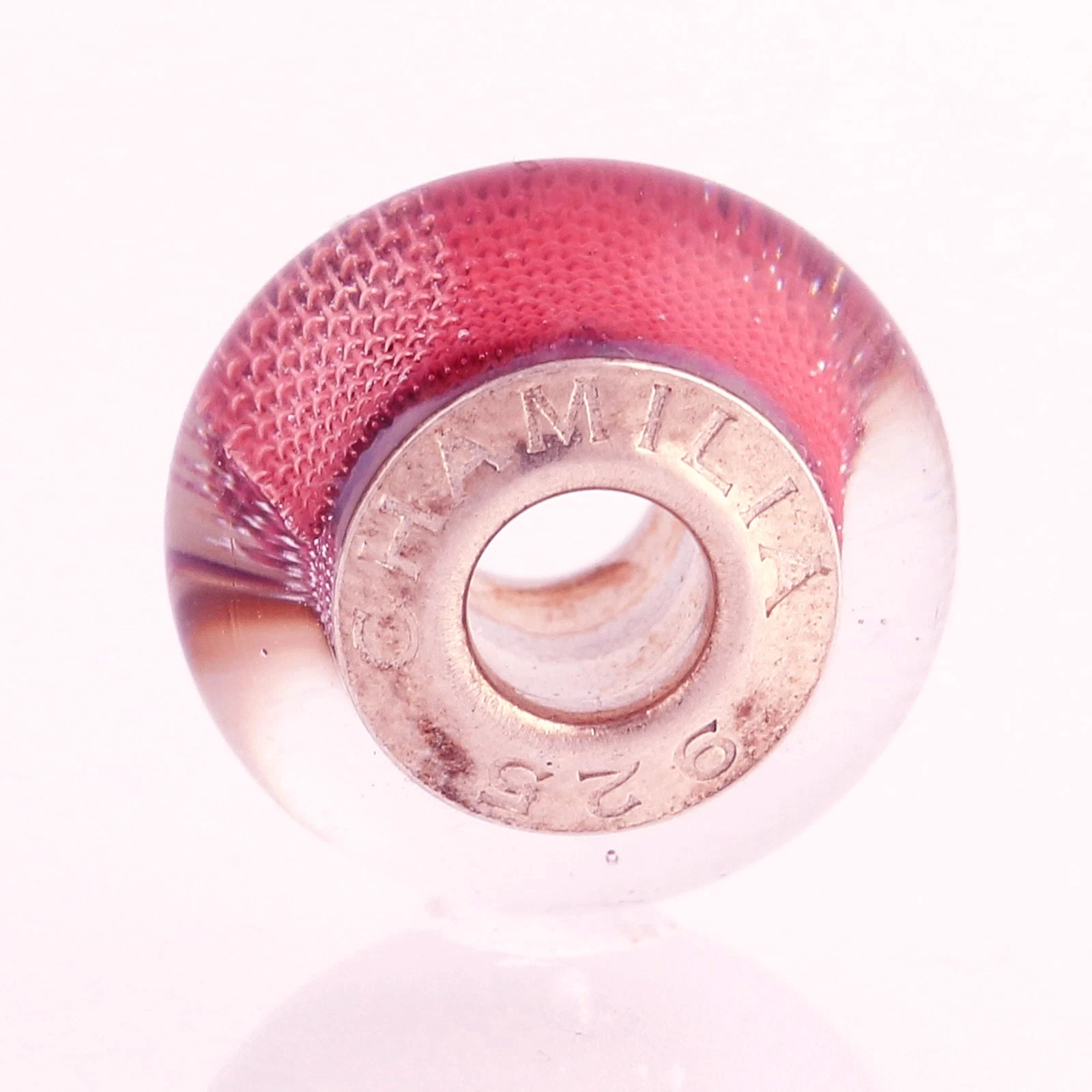 Chamilia OB-193 Cranberry Mesh Murano Bead Charm – Sterling Silver RETIRED