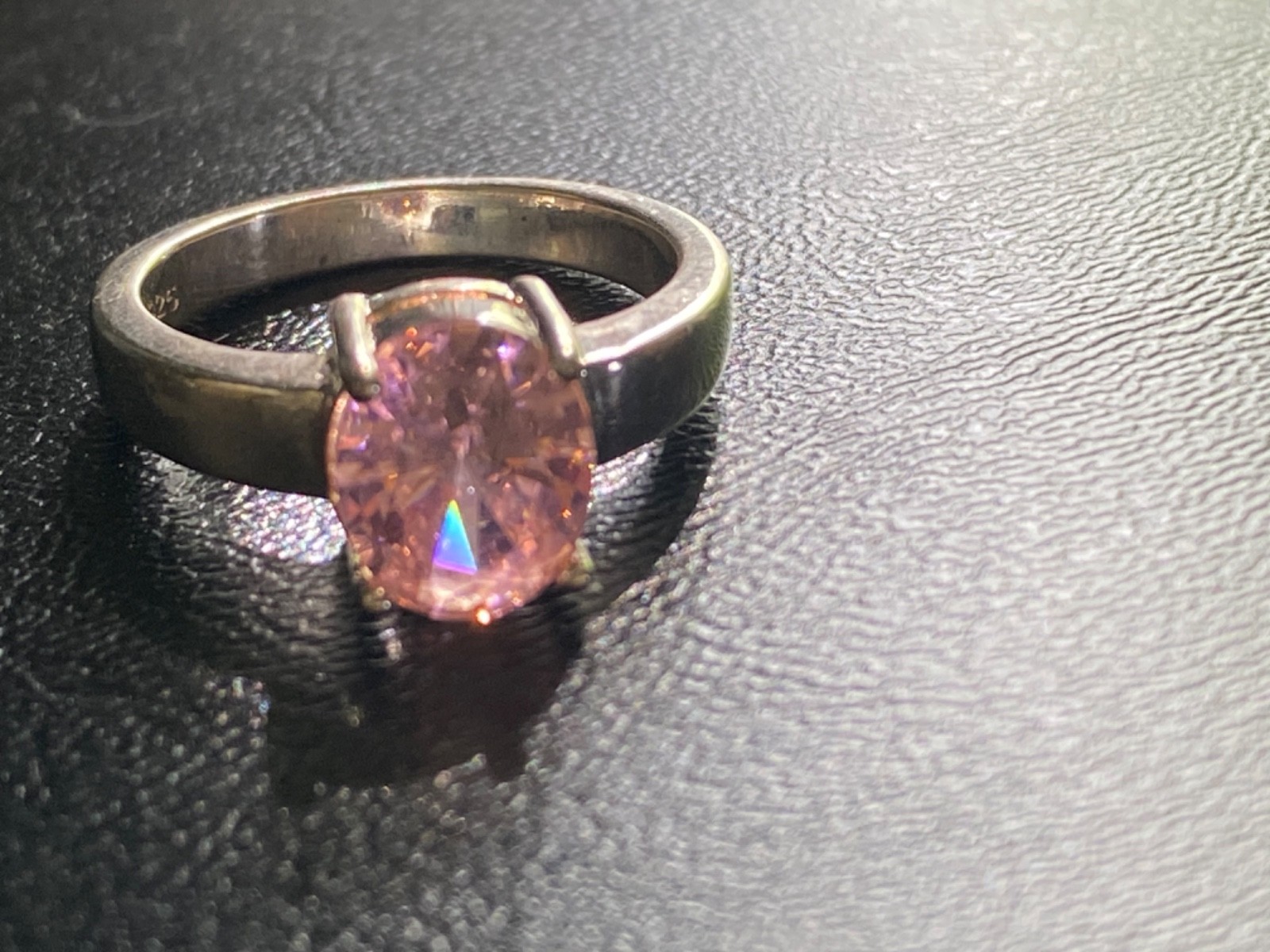 Sterling Silver Ring CZ Stones Round Pink Solitaire