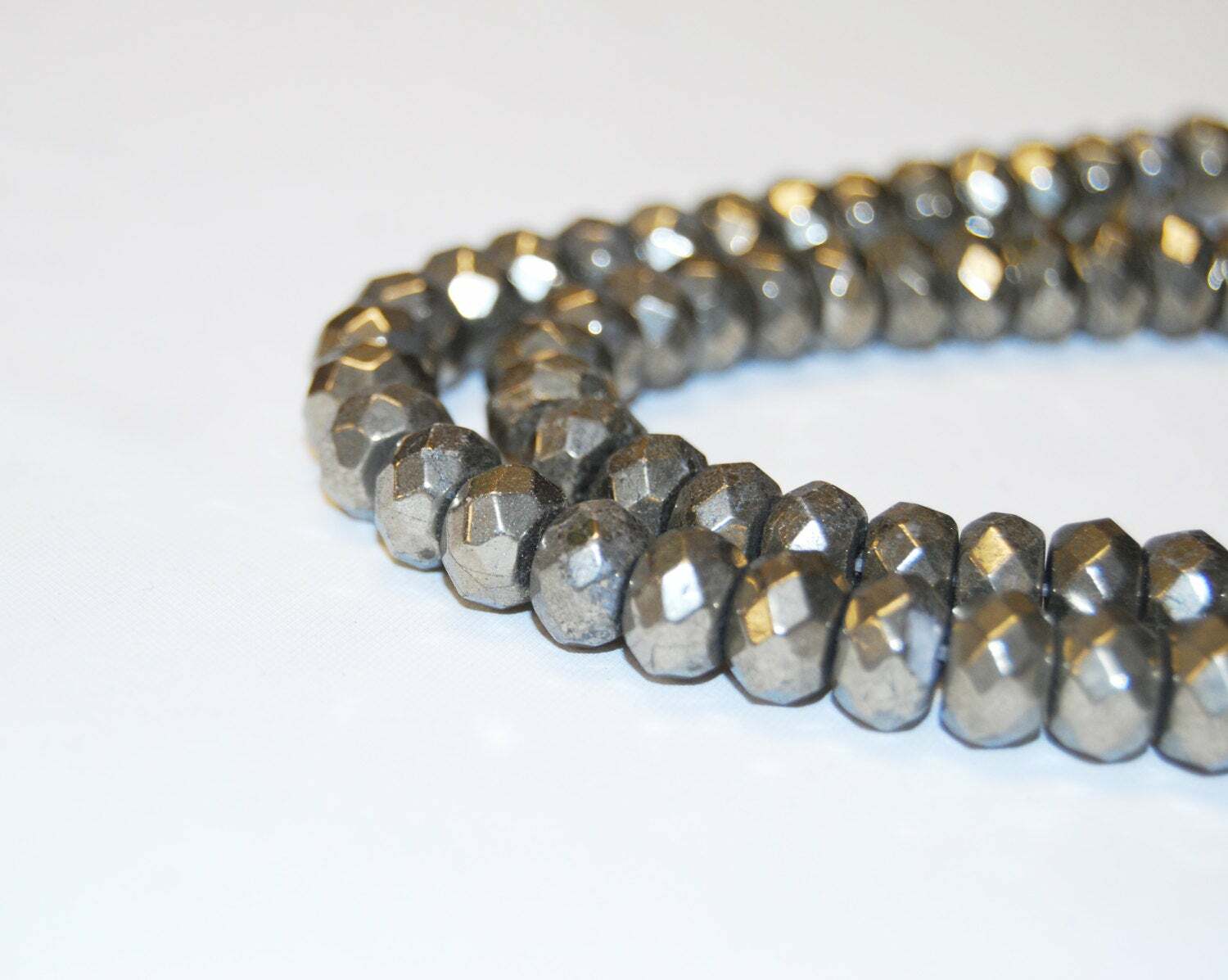 Pyrite Faceted Rondelle Beads 2x4mm 3x4mm 3x5mm 4x6mm 5x8mm 6x10mm 15.5″ Strand