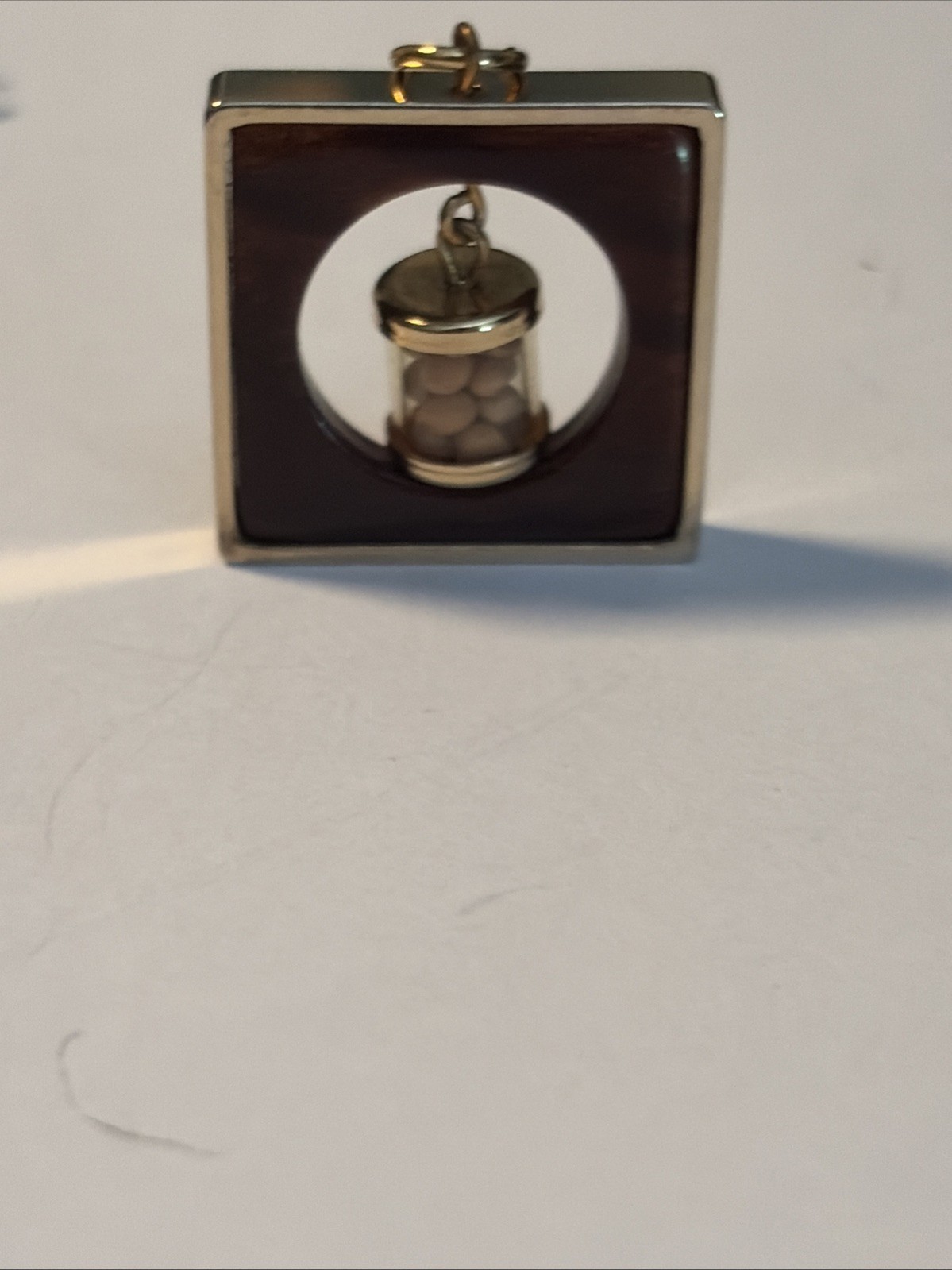 Vintage Rare Mustard Seed Faith Pendant Charm-capsule Dangles In Square