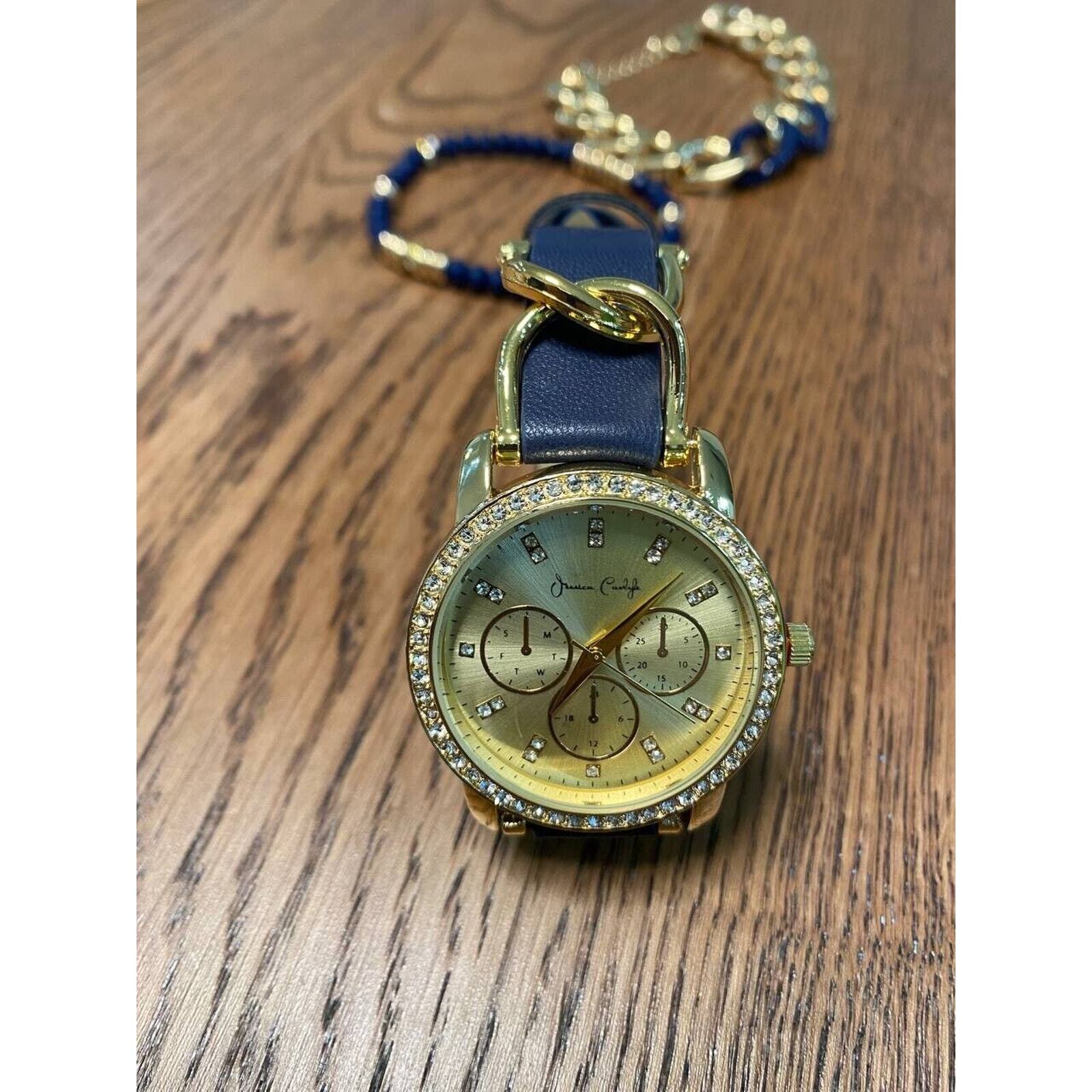 Jessica Carlyle Women’s Navy Polyurethane Strap Gold Color