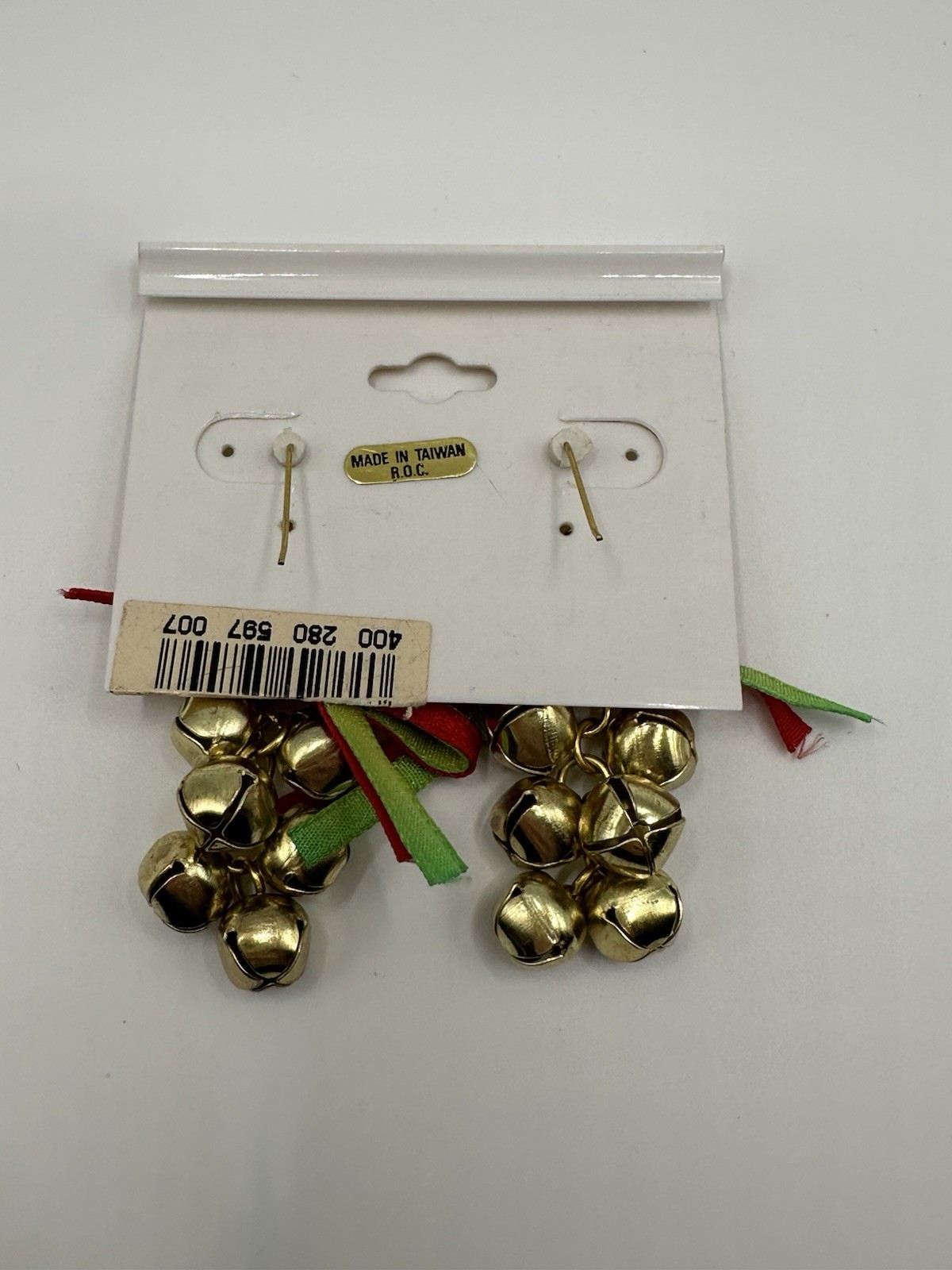 Vintage Gold Tone Jingle Bell Dangle Hook Earrings 1.5”L