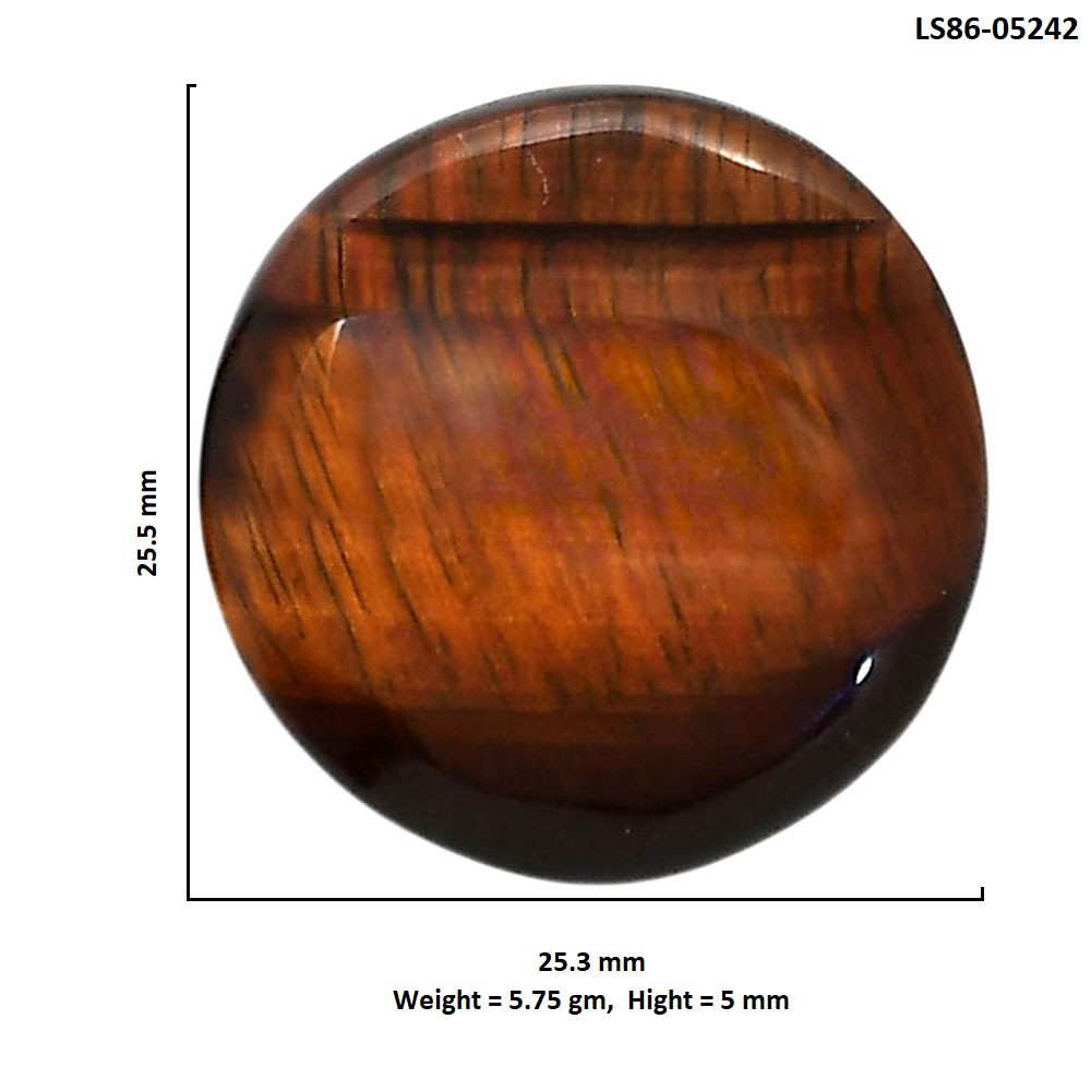 Natural Red Tiger Eye 25.3×25.5×5 mm Round Shape Polished Gemstone LS86-05242