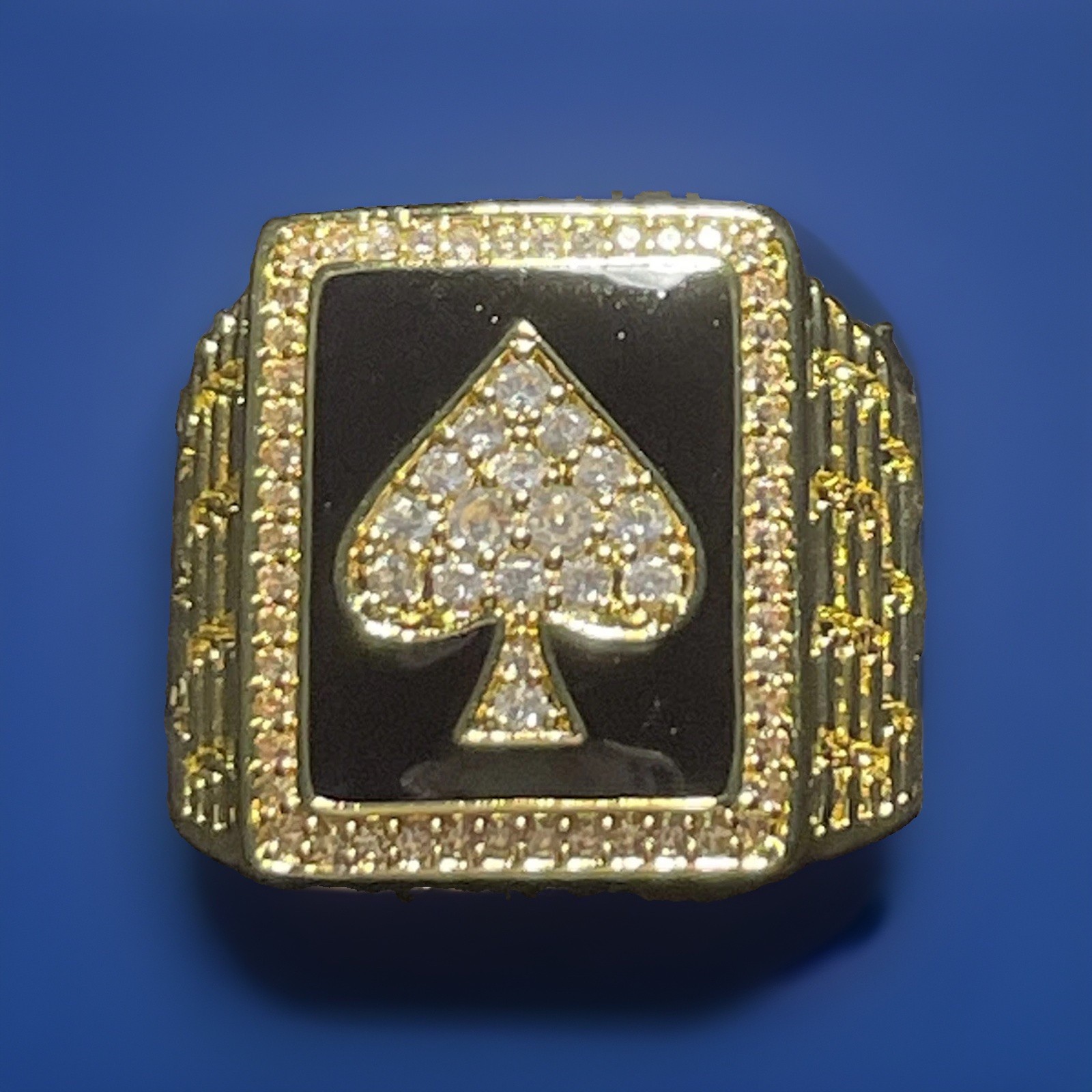 Men’s Modern Hip-Hop Signet Style Ace of Spades Motif Ring Size 8