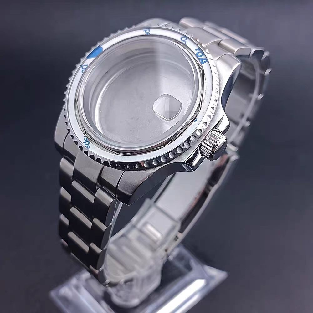 Brushed 40MM 24 Hour Case 20ATM Watch Bezel Sapphire Fit NH34 NH35 NH36 Movement