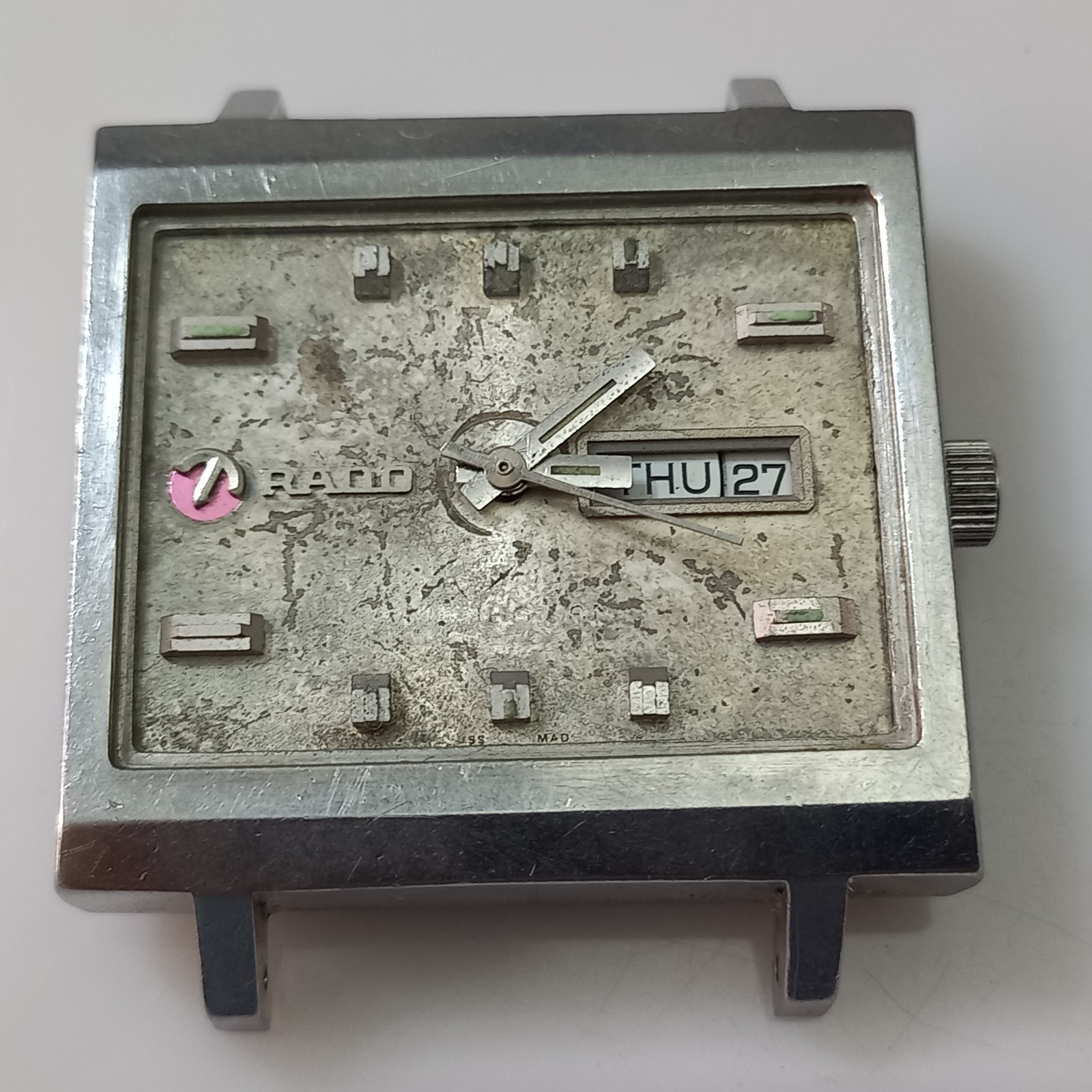 Vintage Rado Automatic Square Watch ETA 2879 For Restoration/Parts – Sold As Is