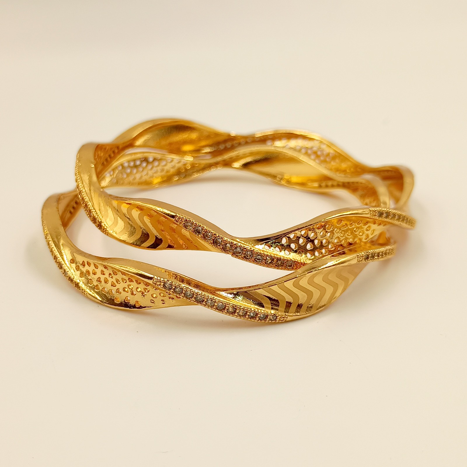Stunning CZ Bangle Set 22k Rose Gold Plated Fashion Jewelry for Women & Girls