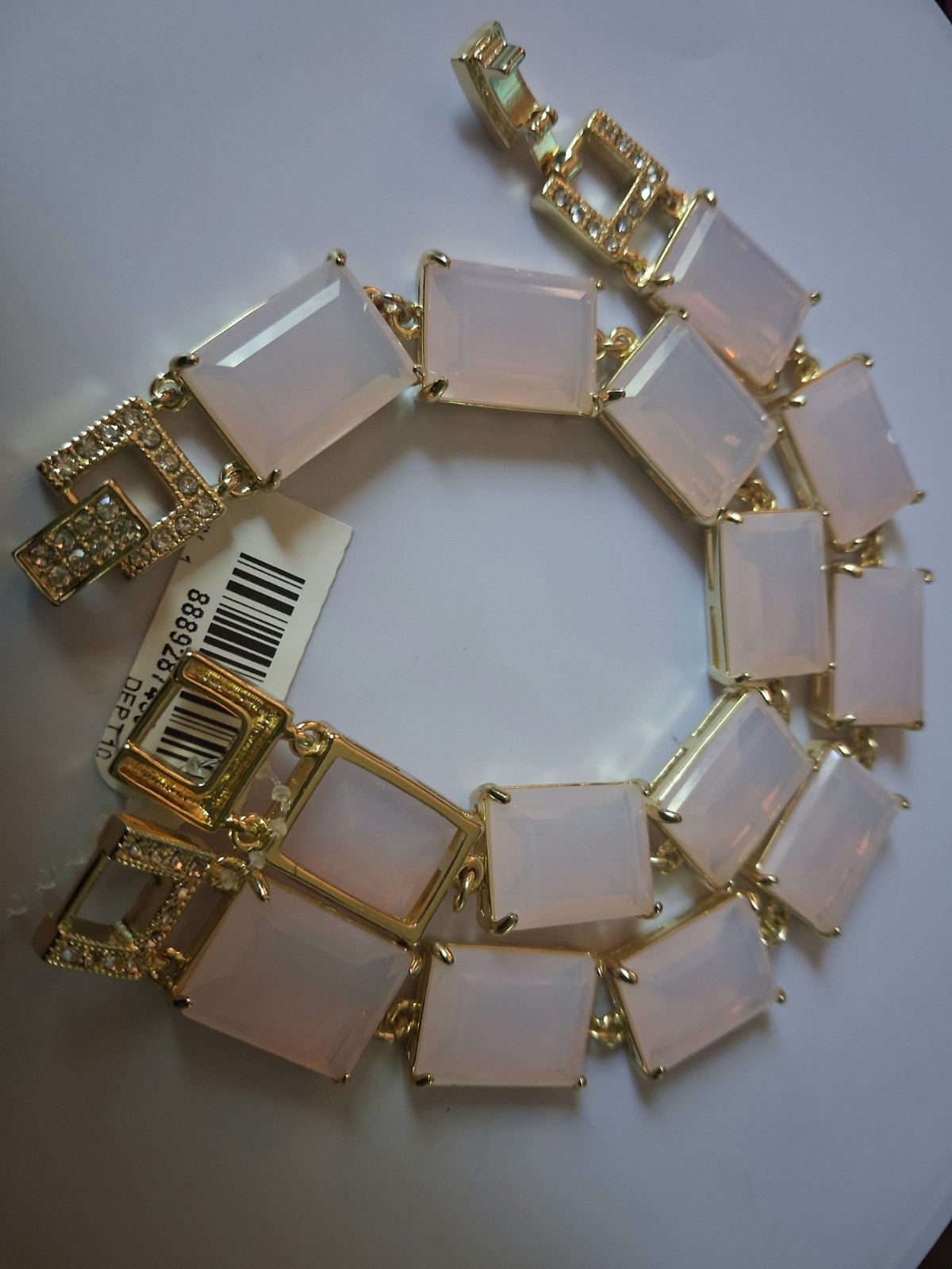 Heidi Daus “In Vogue” 2-piece Step-Cut Bracelet Set-opal pink Color-7.5″-NWT