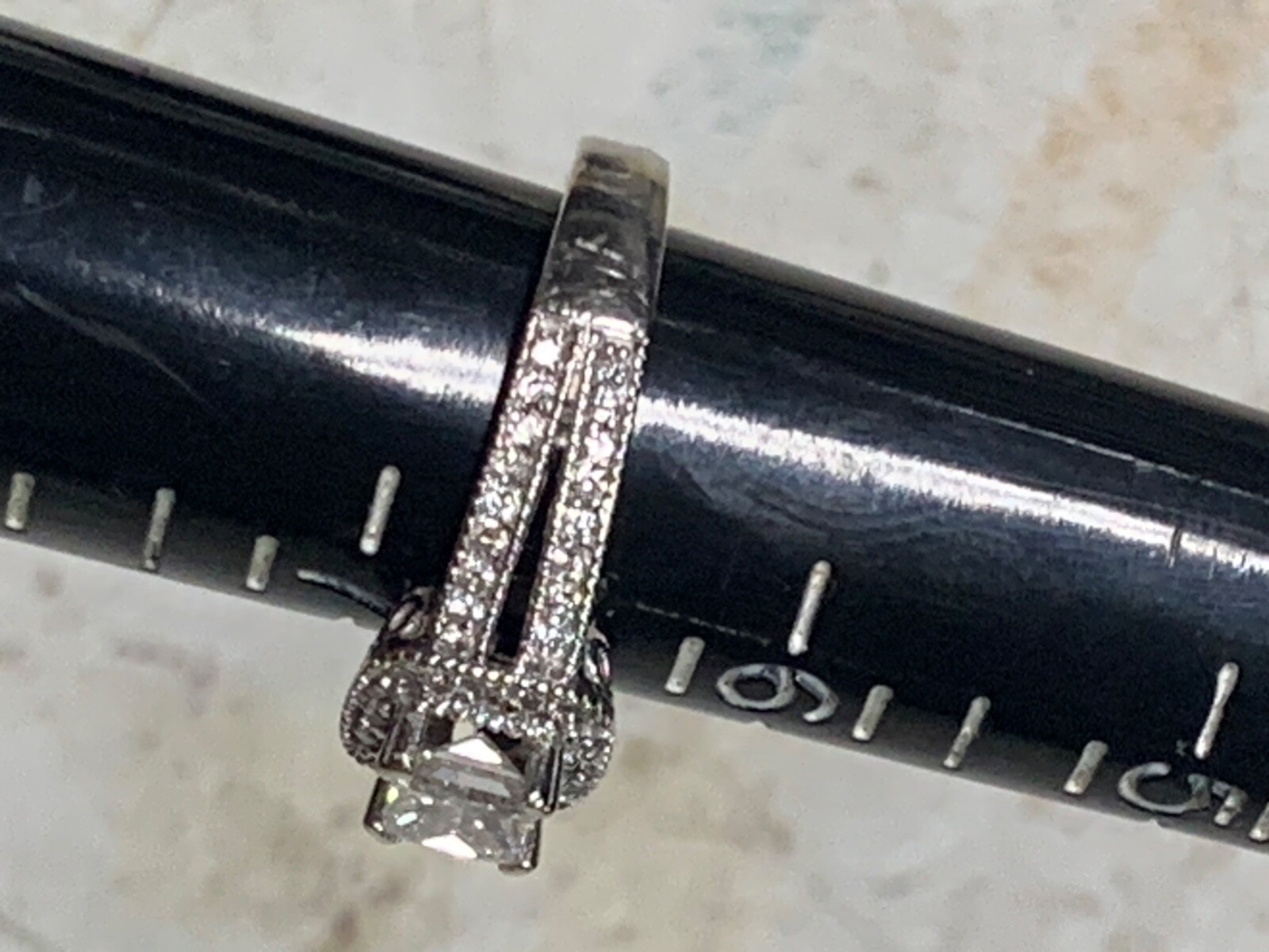 Zales 0.82ct Princess Diamond Engagement Ring 14k White Gold Size 6.5 (read)