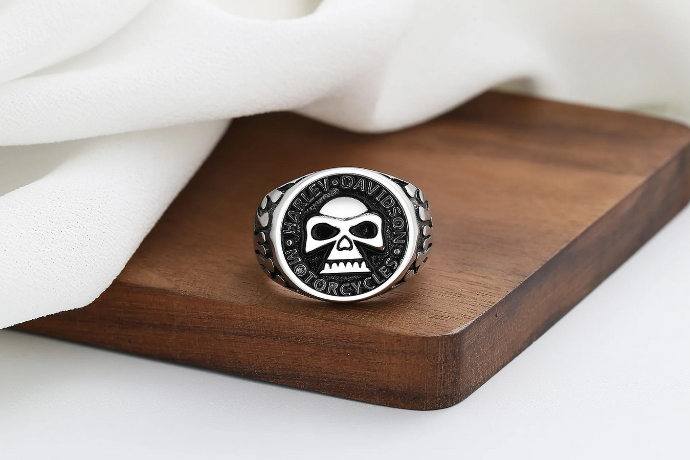 Harley-Davidson Skull Open Ring Jewelry Silvery Biker Adjustable Resizable