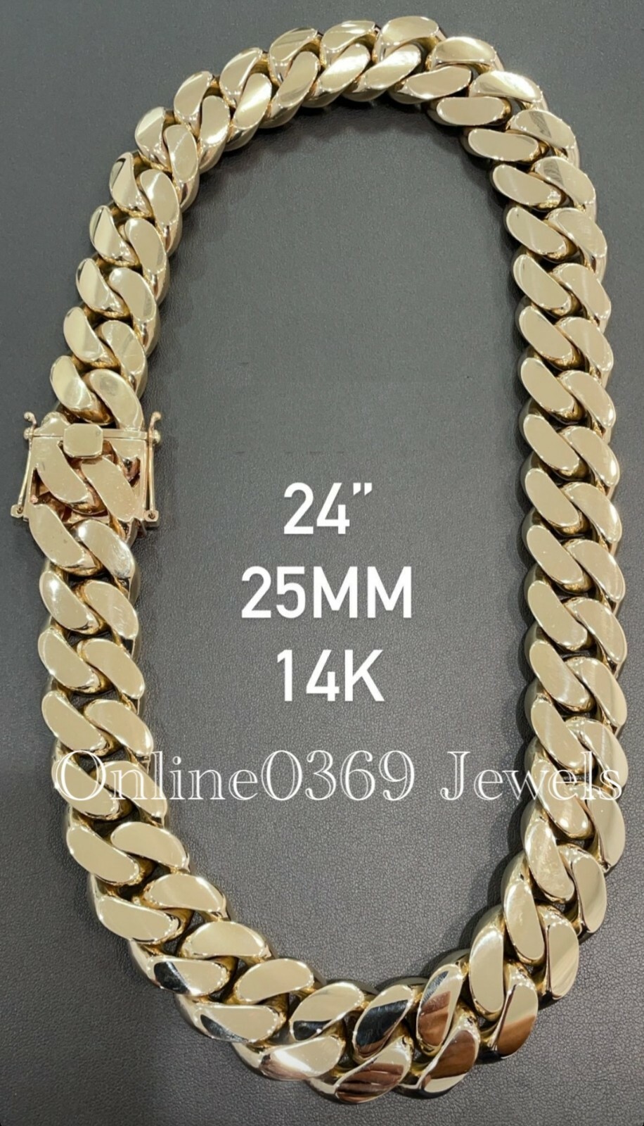Men’s Solid Miami Giant Cuban Necklace Chain in 25mm Thick and 24 Inch Long Set