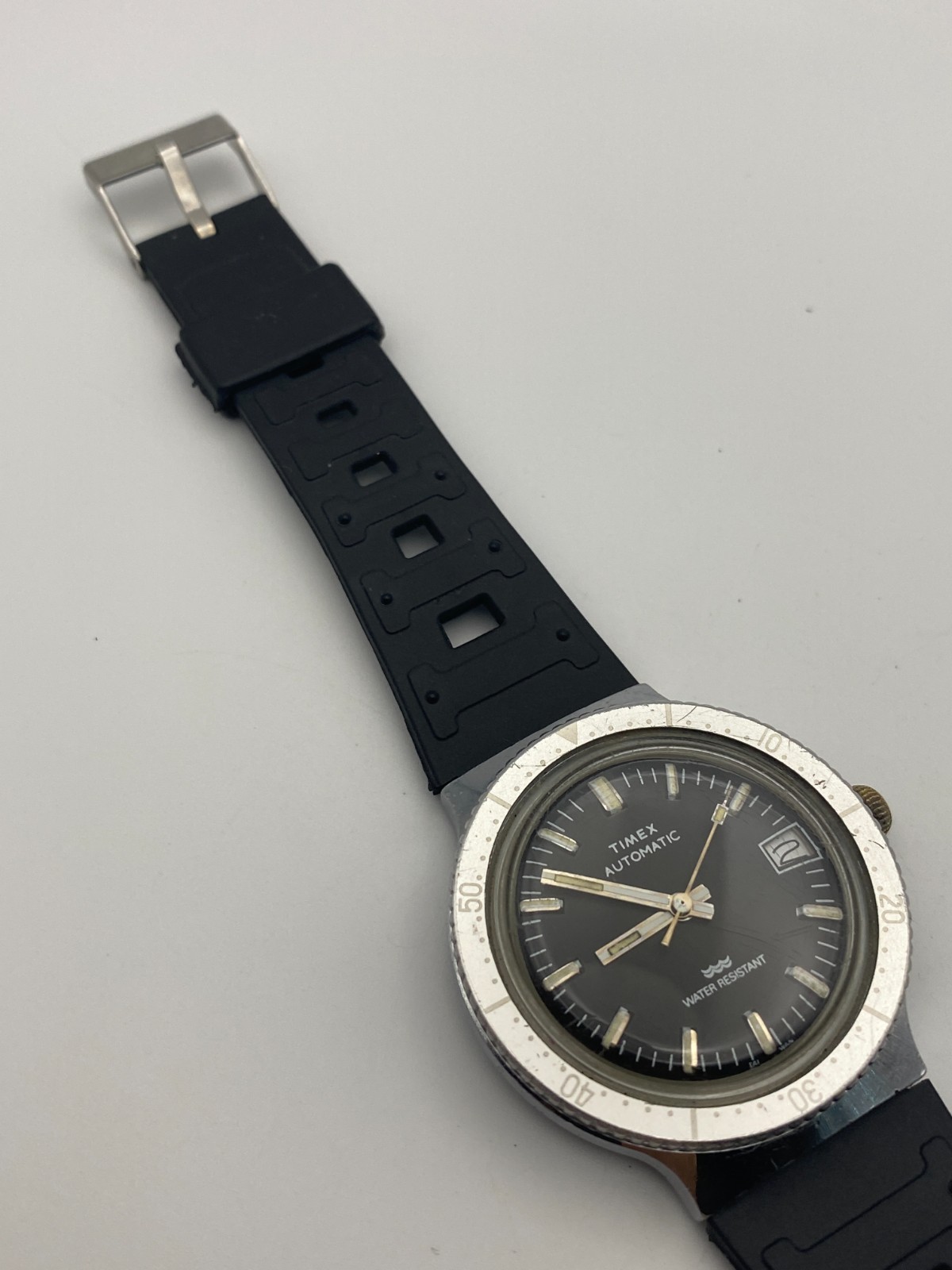 Vintage Timex Viscount Automatic Dive Date Watch 38mm Running Accurate +-2 Min