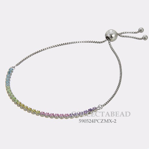 Authentic Pandora Rainbow Sparkling Strand CZ Bracelet 6.7 in / 17cm 590524PCZMX