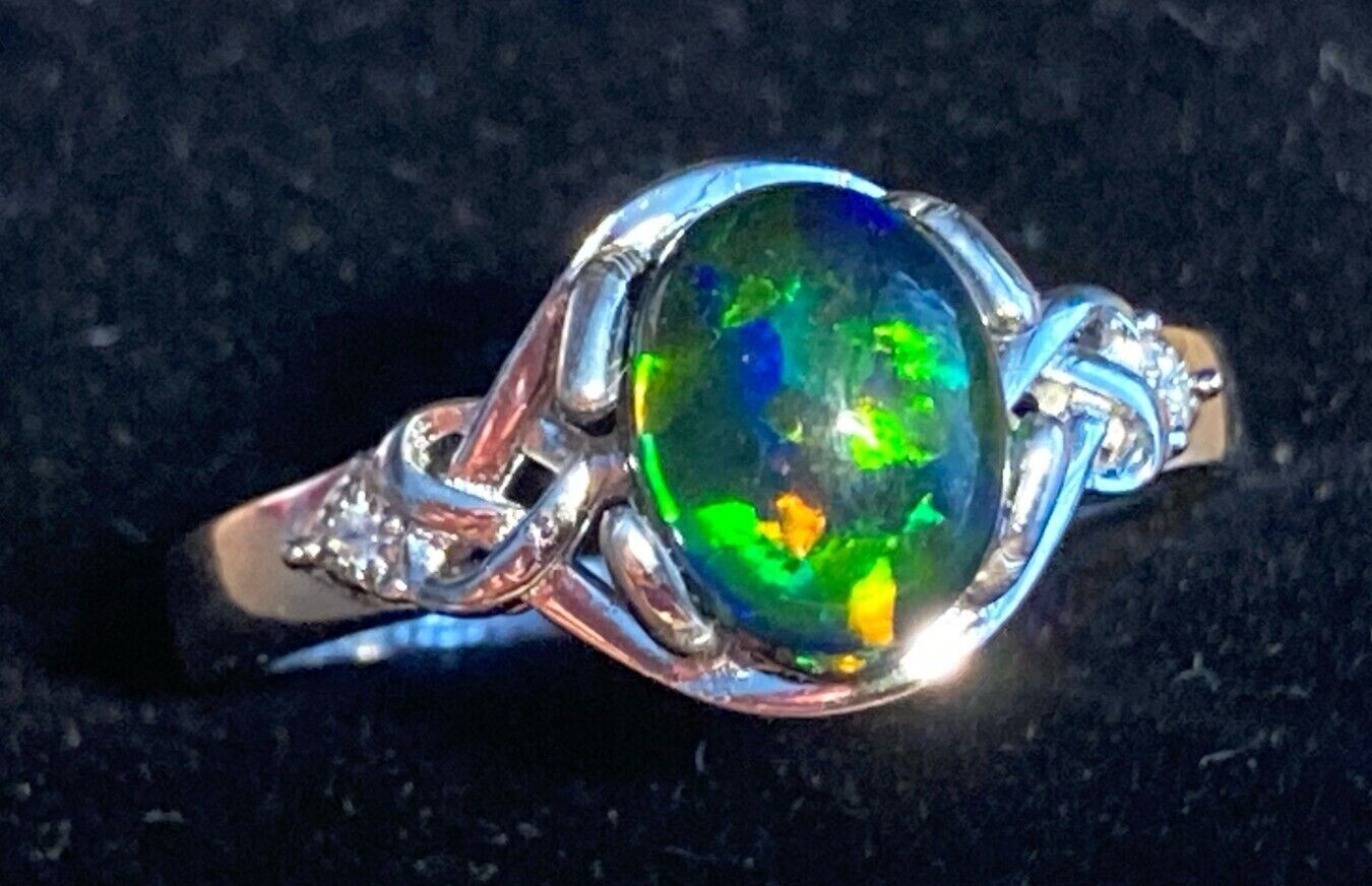 Opal Rings Emerald Green Multi-Coloured Created Opal Triplets – Sizes 6 to 11 US