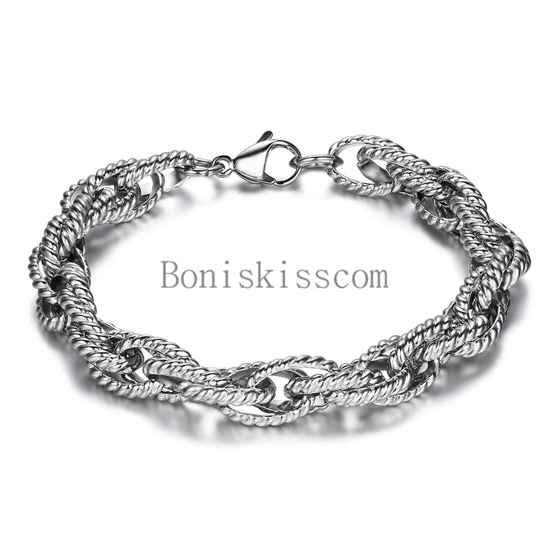 2021 Unique Men’s Stainless Steel Chain Bracelet 8 Inches Length Silver Tone