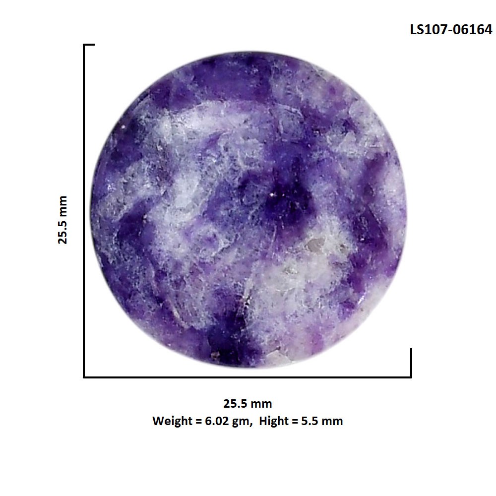 Natural Lepidolite 25.5×25.5×5.5 mm Round Shape Polished Gemstone LS107-06164