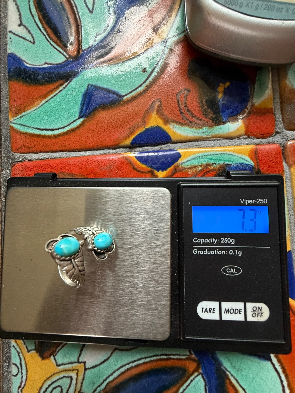 vintage Sterling Turquoise bypass ring marked .925 NK sz 6.5