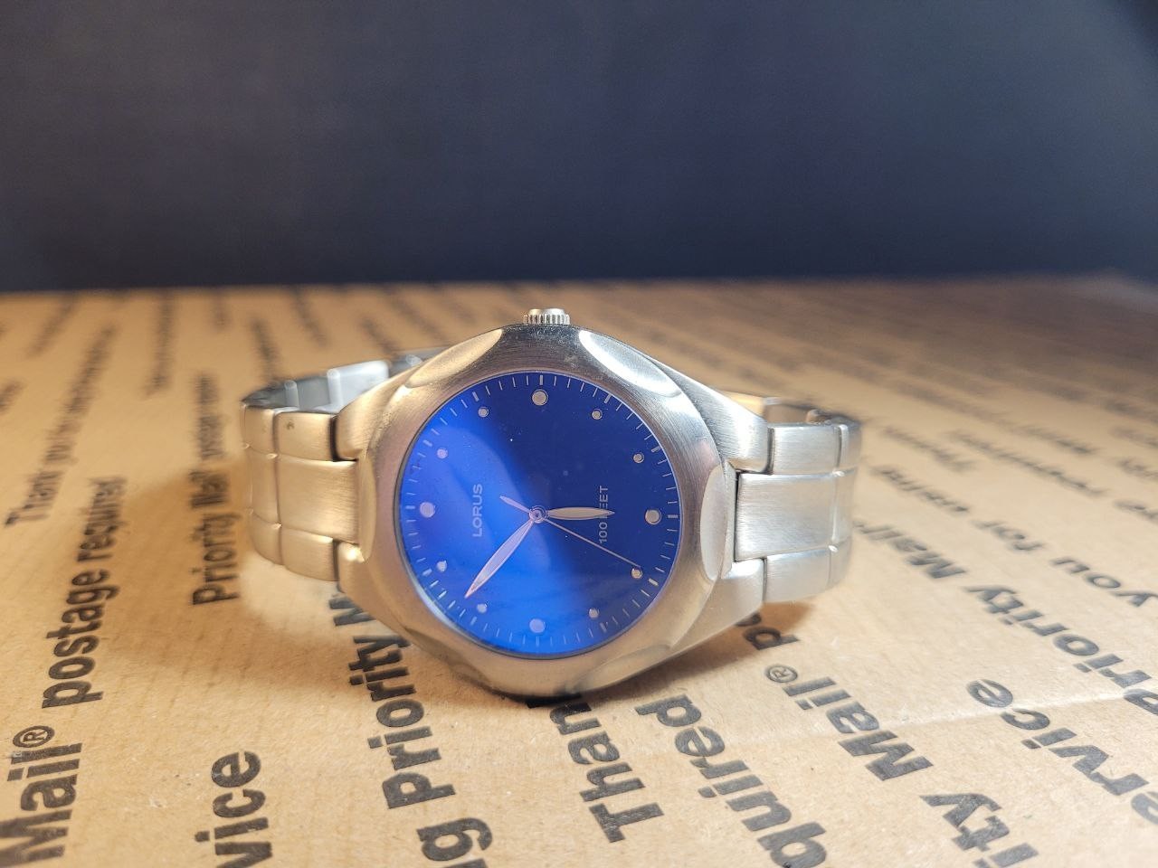 LORUS Mens Watch Steel Case Blue Dial Silver Tone Quartz 30m WR LR0367