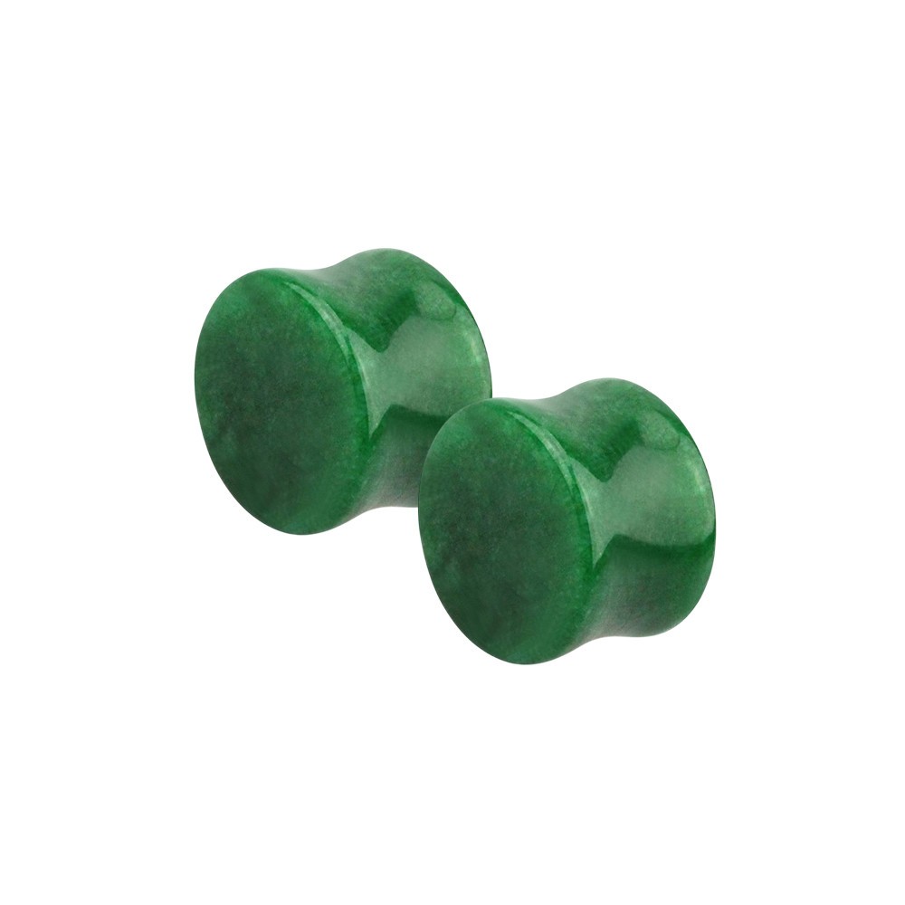 Jade Stone Double Flare Concave Tunnels Ear Gauges Plugs Expanders Piercing Pair
