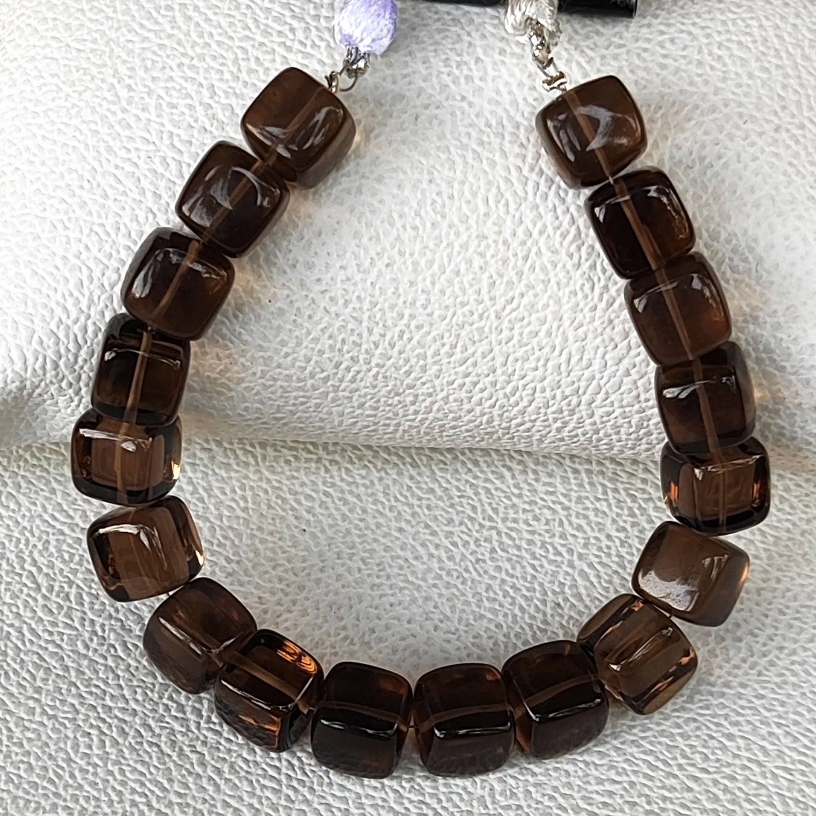 Smoky Quartz Beads 10mm Smooth Cube Brazil Gemstone 7″ Strand DIY Jewelry Making