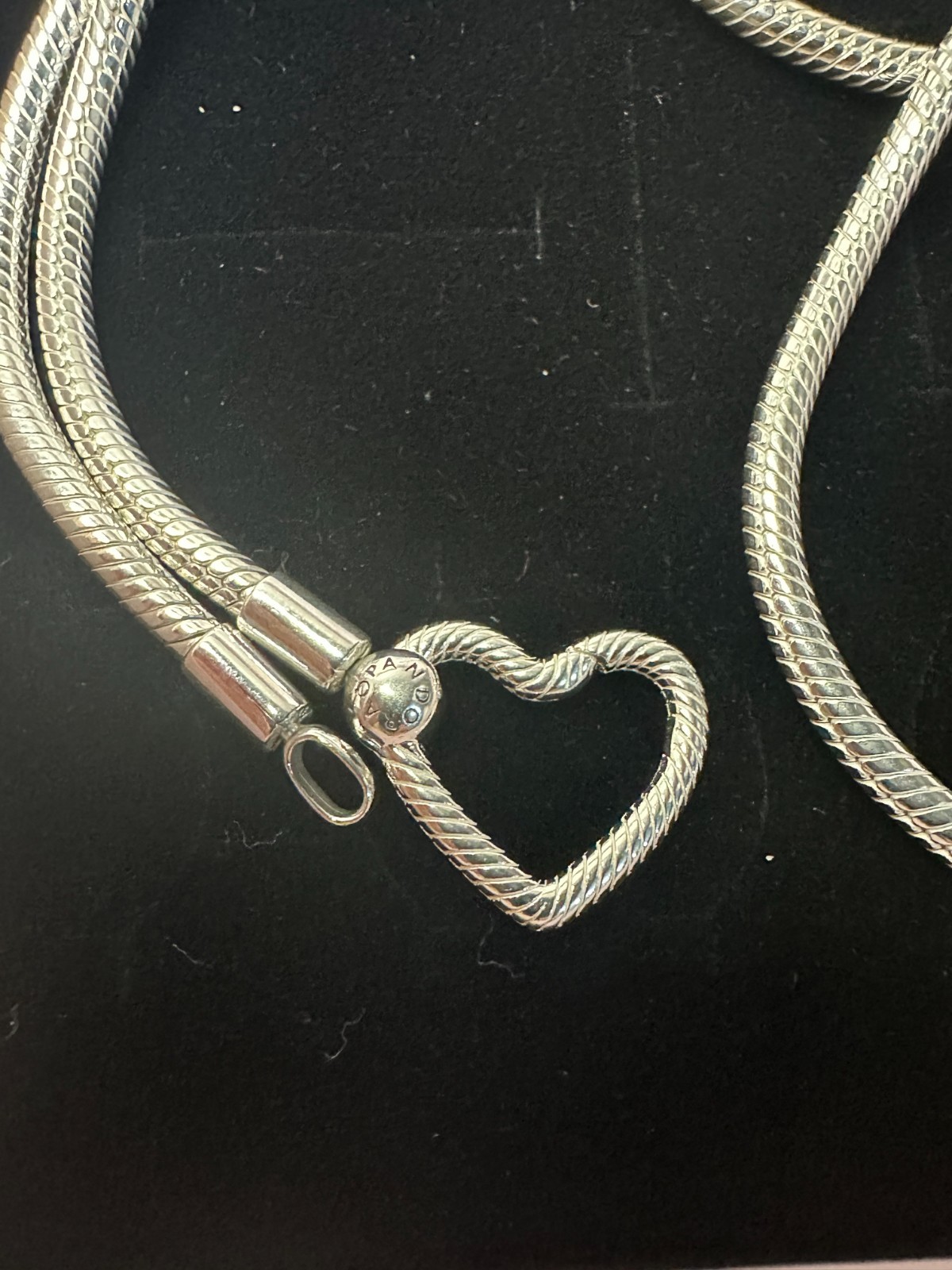 Authentic Pandora Heart Closure Snake Chain Necklace 45cm 17.7″ S925 393377C00