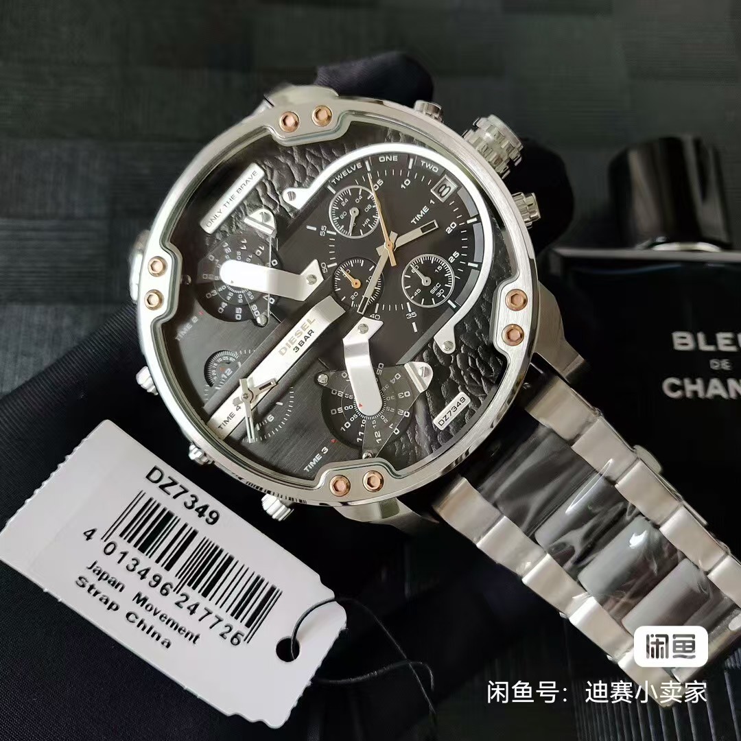Diesel DZ7349 Mr. Daddy 2.0 Silver Stainless Steel Men’s Chronograph Watch 57mm
