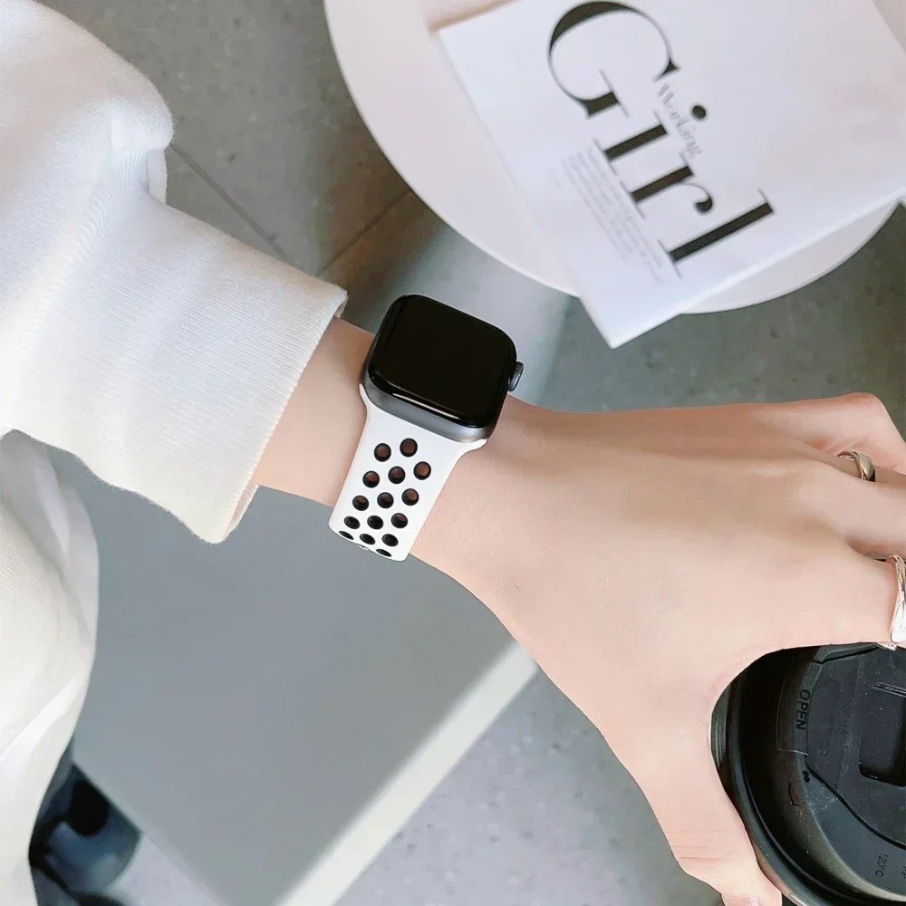 Silicone Sport Strap Band for Apple Watch Series 9 8 7 6 5 4 3 2 1 SE