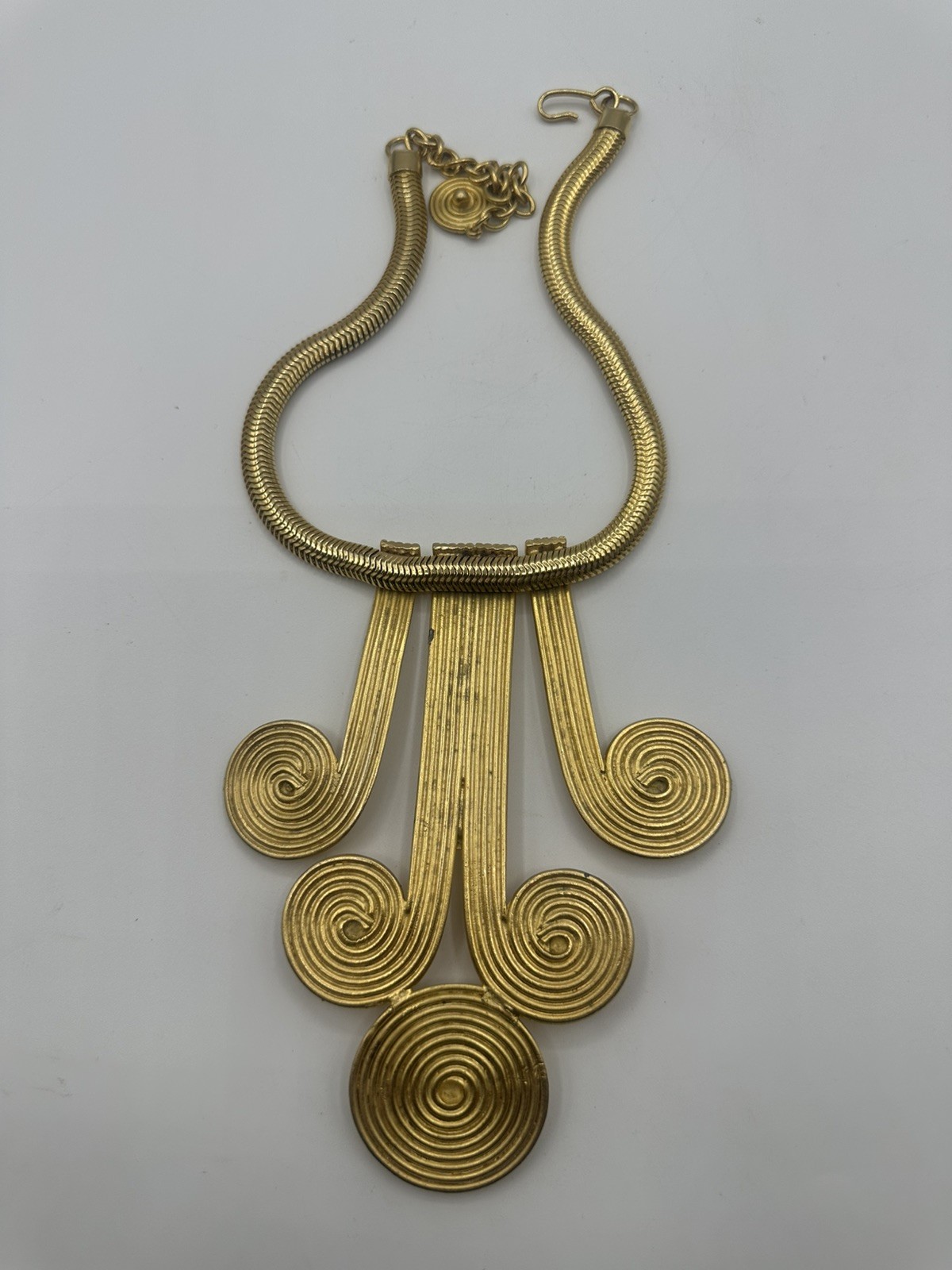 Byzantine Swirl Motif Gold Statement Collar Vintage