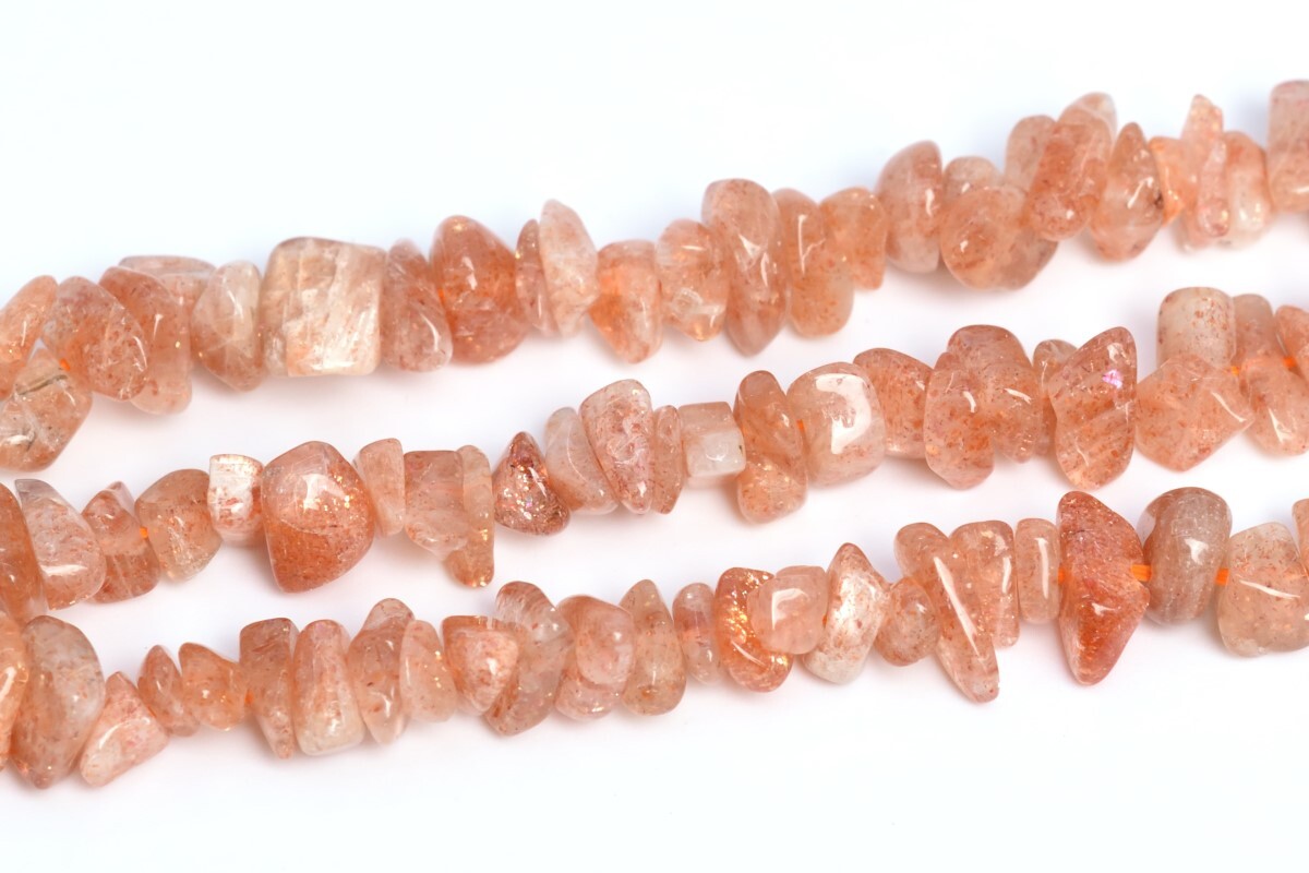 4-10MM Orange Sunstone Pebble Chips Grade AA Genuine Natural Loose Beads 15″
