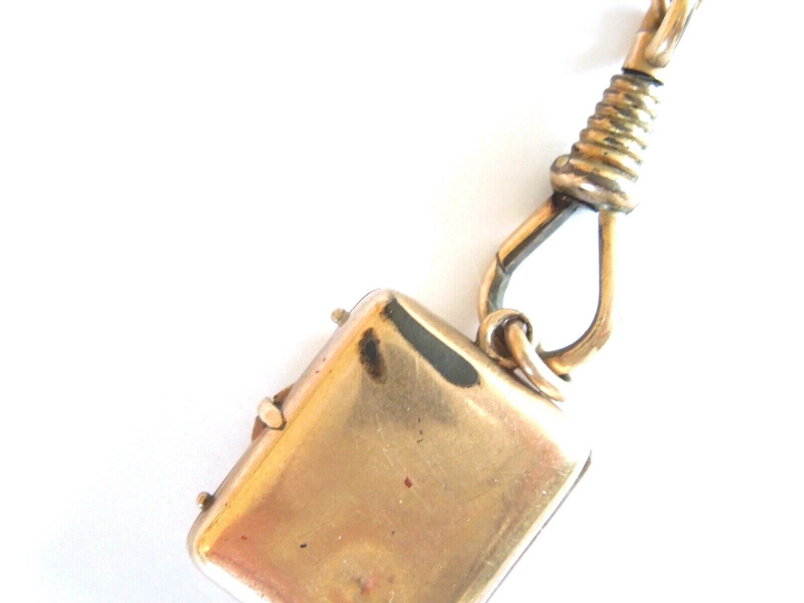 Old Gilded Hinge Watch Chain With Photo Medallion, Pendant 21.9 G/Approx. 28 Cm