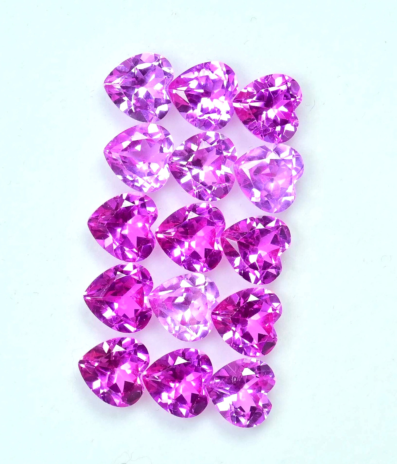 15 Pcs Natural Mogok Pink Ruby 48.45 CT Heart Certified Flawless Loose Gemstone