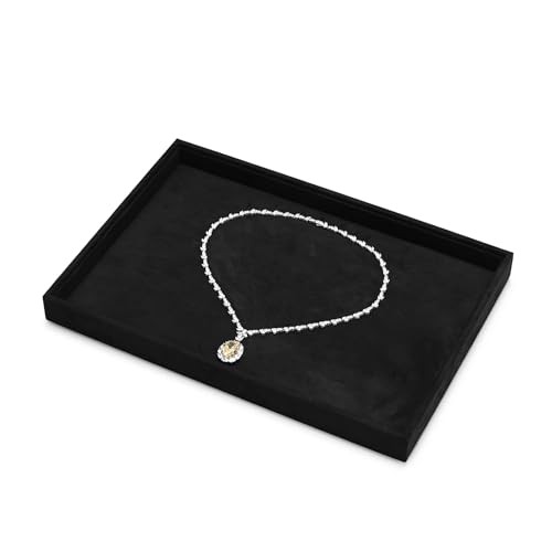 Flat Microfiber Jewelry Tray Necklace Bracelet Bangle Watch 1 Grid Black