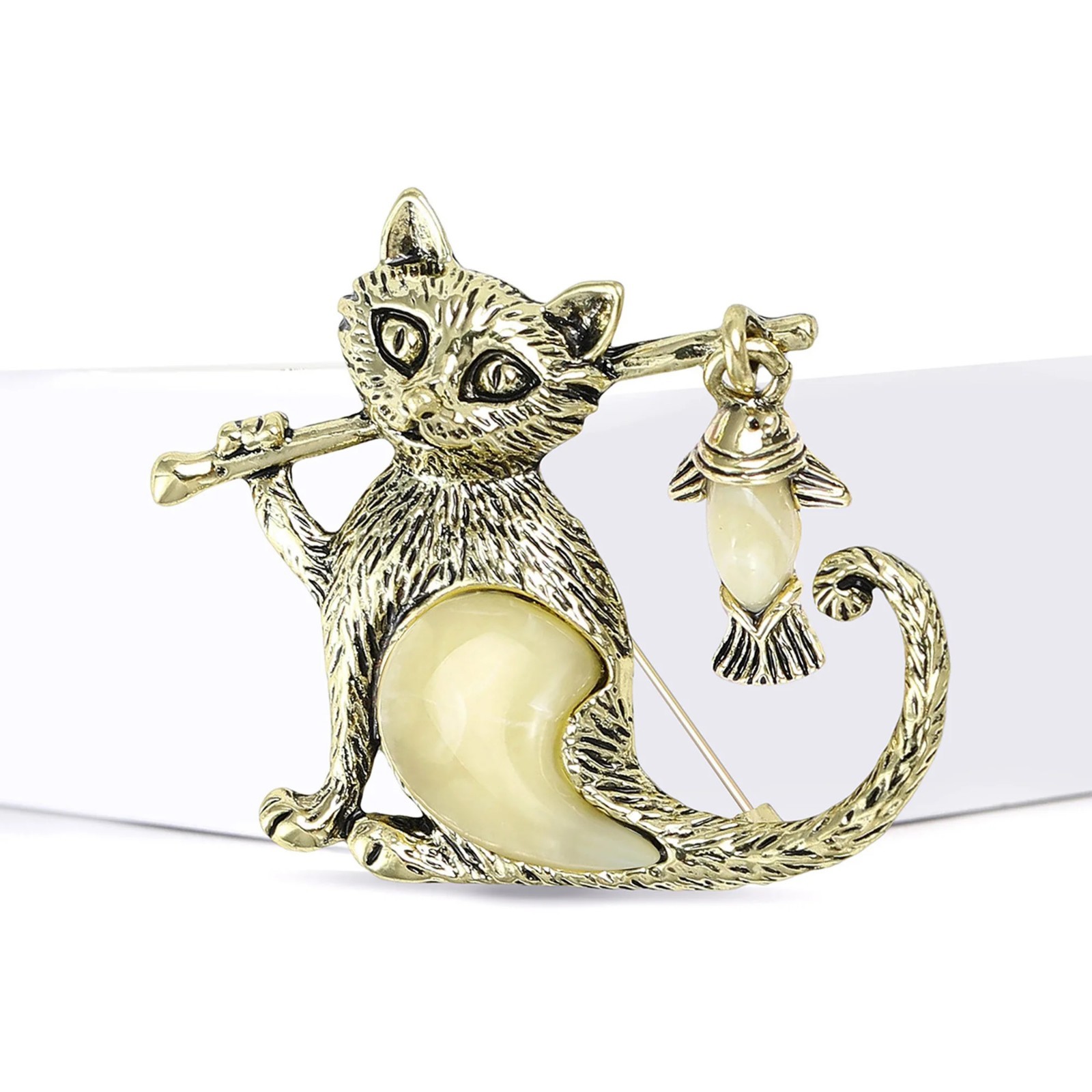 Classic Rhinestone Cat Brooches for Women Unisex Animal Pin Kitten Lapel Pins