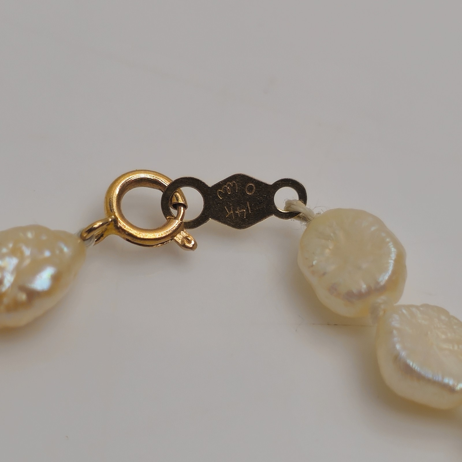 14K Rice Pearl Bracelet Black Center Stone WW Stamp Approx 7in Classic